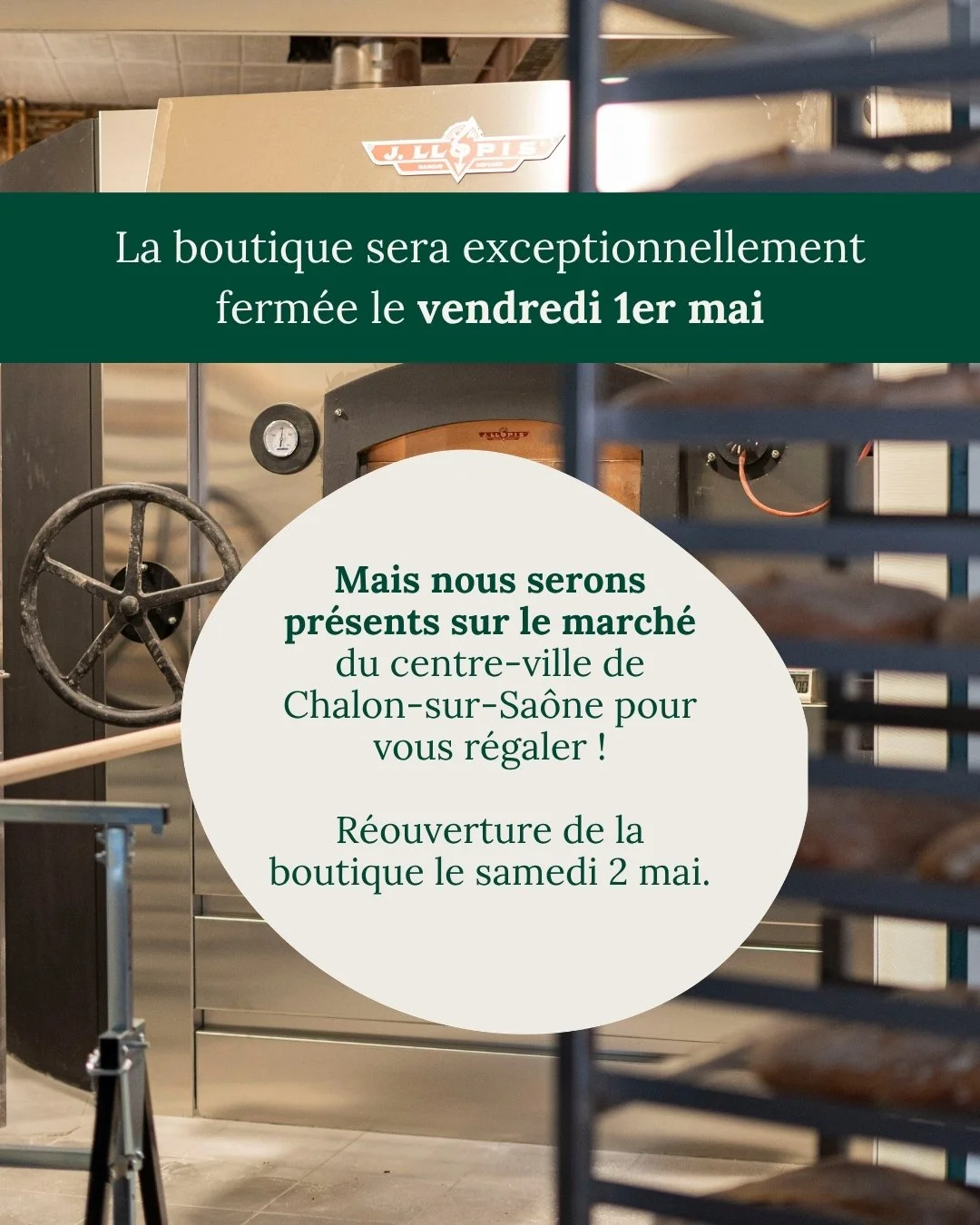 📅 Notre boutique sera exceptionnellement ferm&eacute;e le vendredi 1er mai.
👉 Mais vous pourrez nous retrouver sur le march&eacute; du centre-ville de Chalon-sur-Sa&ocirc;ne !
🔥R&eacute;ouverture d&egrave;s le samedi 2 mai.