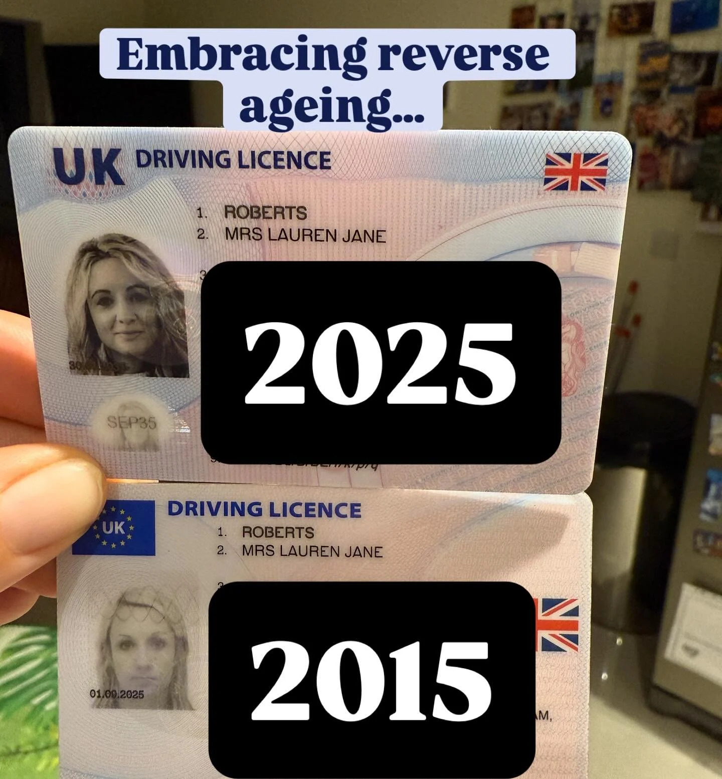 There is a world of difference in the woman in the 2015 photo and 2025 photo.

In 2015 she followed the rules, she kept quiet, she felt small.

In 2025 I take up space, I embrace my inner rebel and I feel I look better - even if I look older, energy 