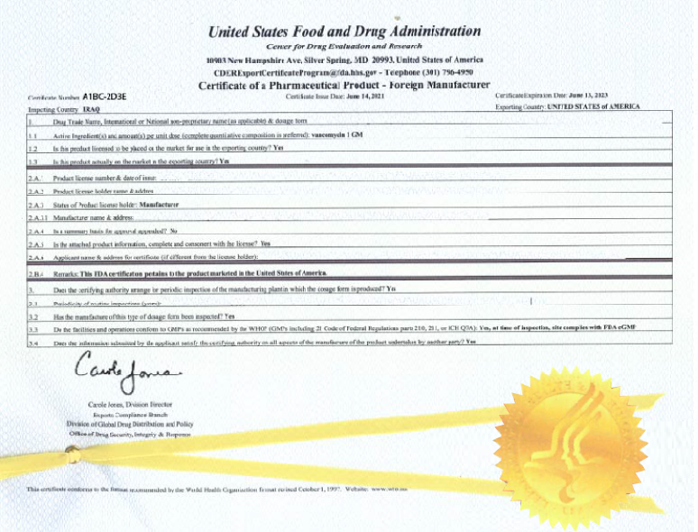 FDA Certificates Apostille/Authentication