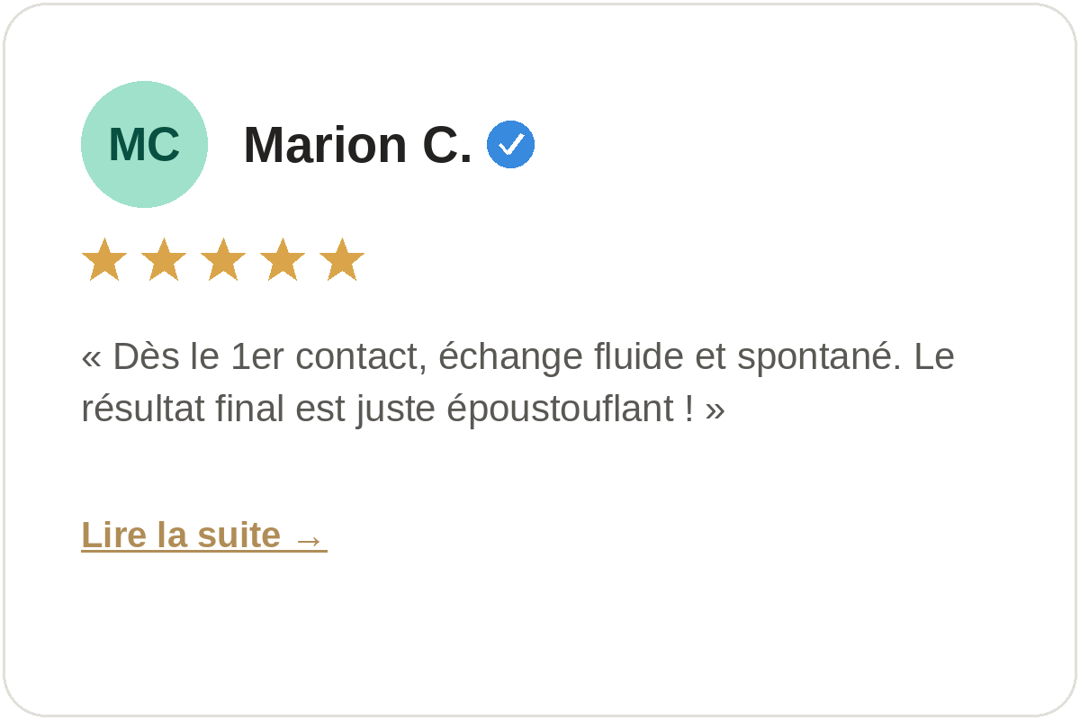 Avis Google 5 étoiles de Marion C. sur une séance portrait avec Fabien Lefebvre Photographe en Martinique