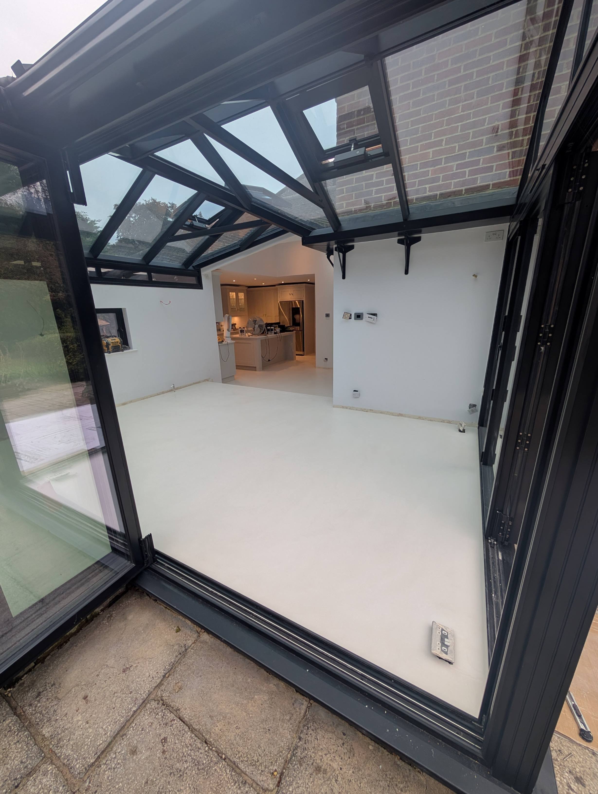 Microcement flooring project over tiles Beaconsfield, England