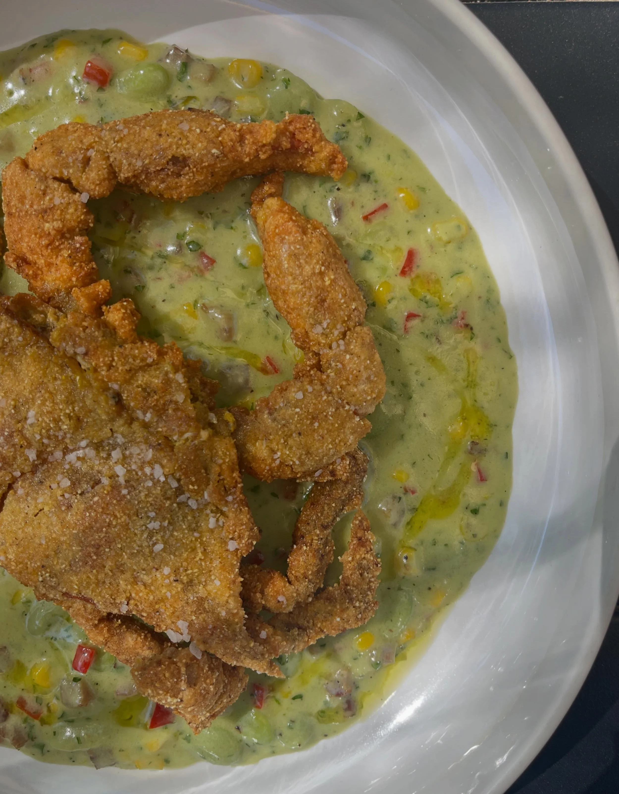 Softshell: pancetta succotash thing - pretty alright 

On tonight