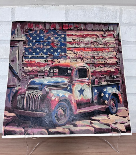 Vintage Americana Truck Canvas Art 16x16