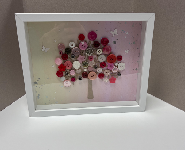 Button Tree Art, Framed