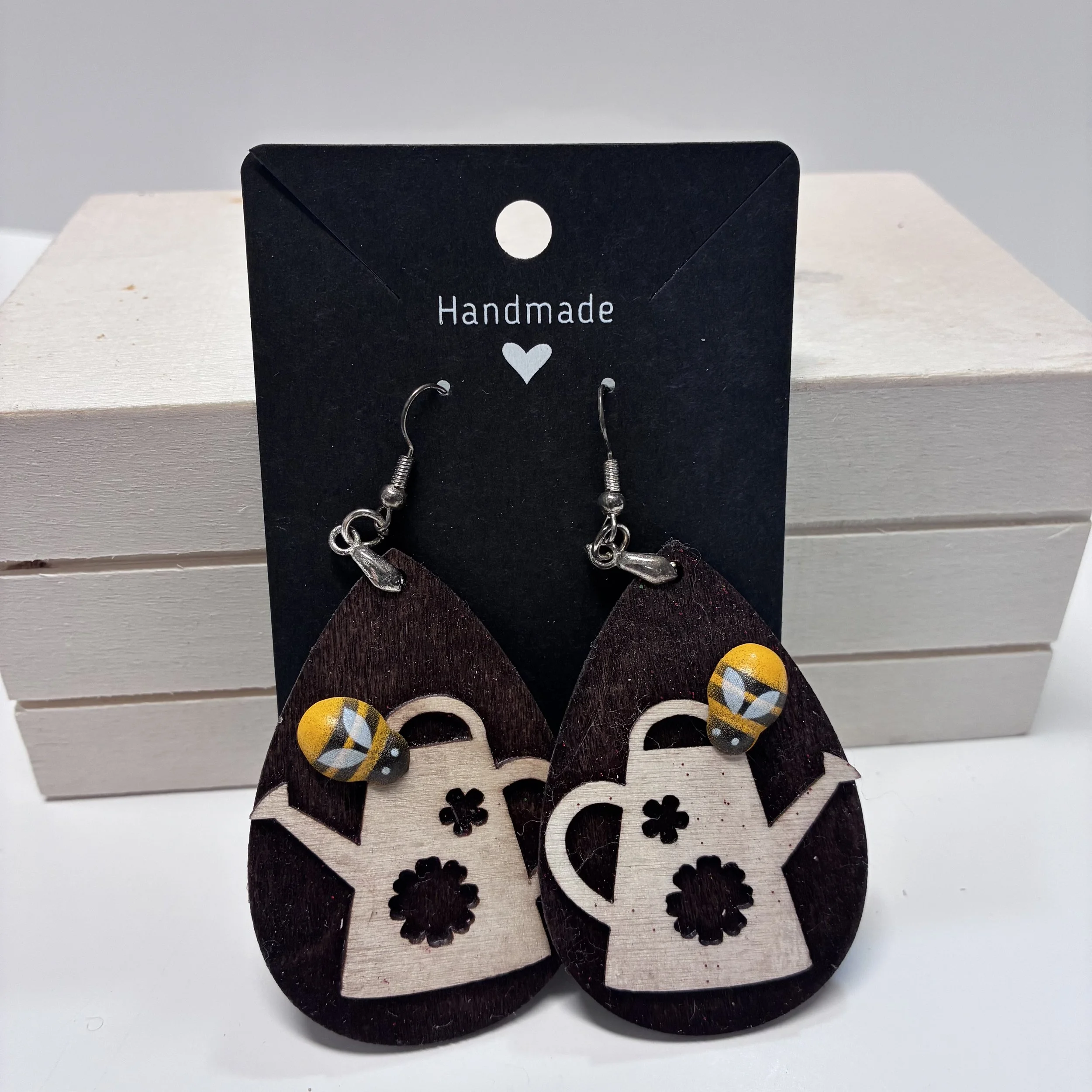 Watering Can Wooden Earrings