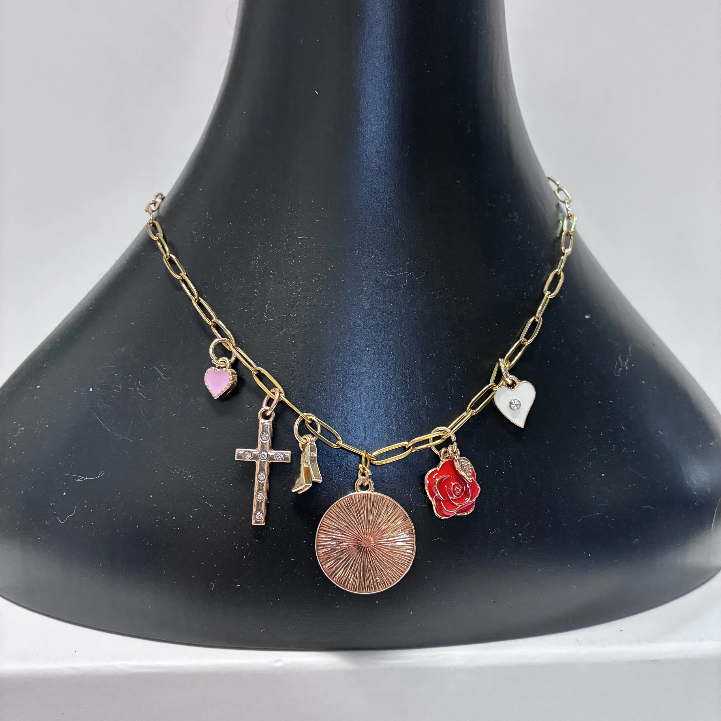 Gold Round Charm Necklace