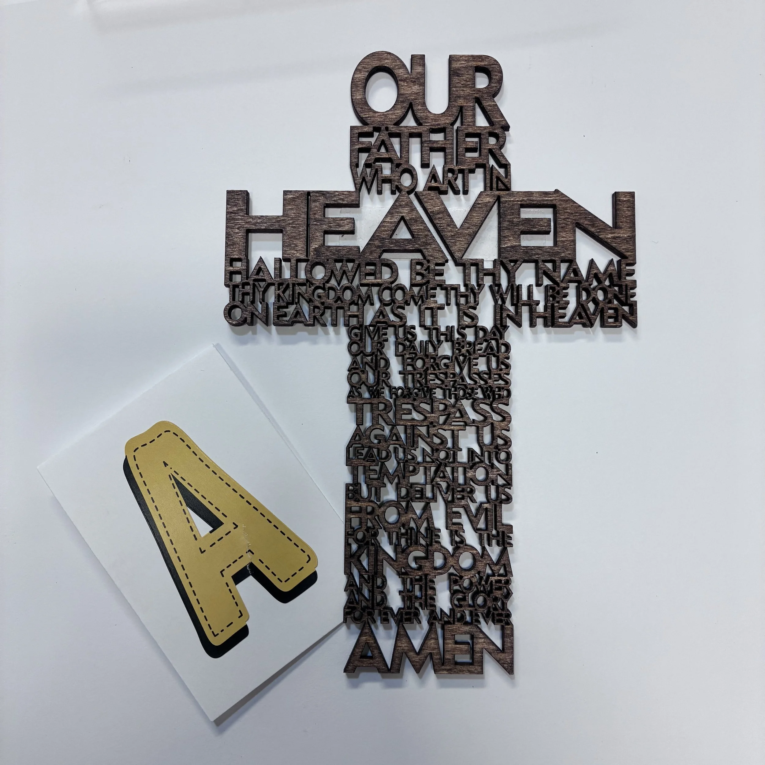 Our Father Prayer Wooden Cross, 6"