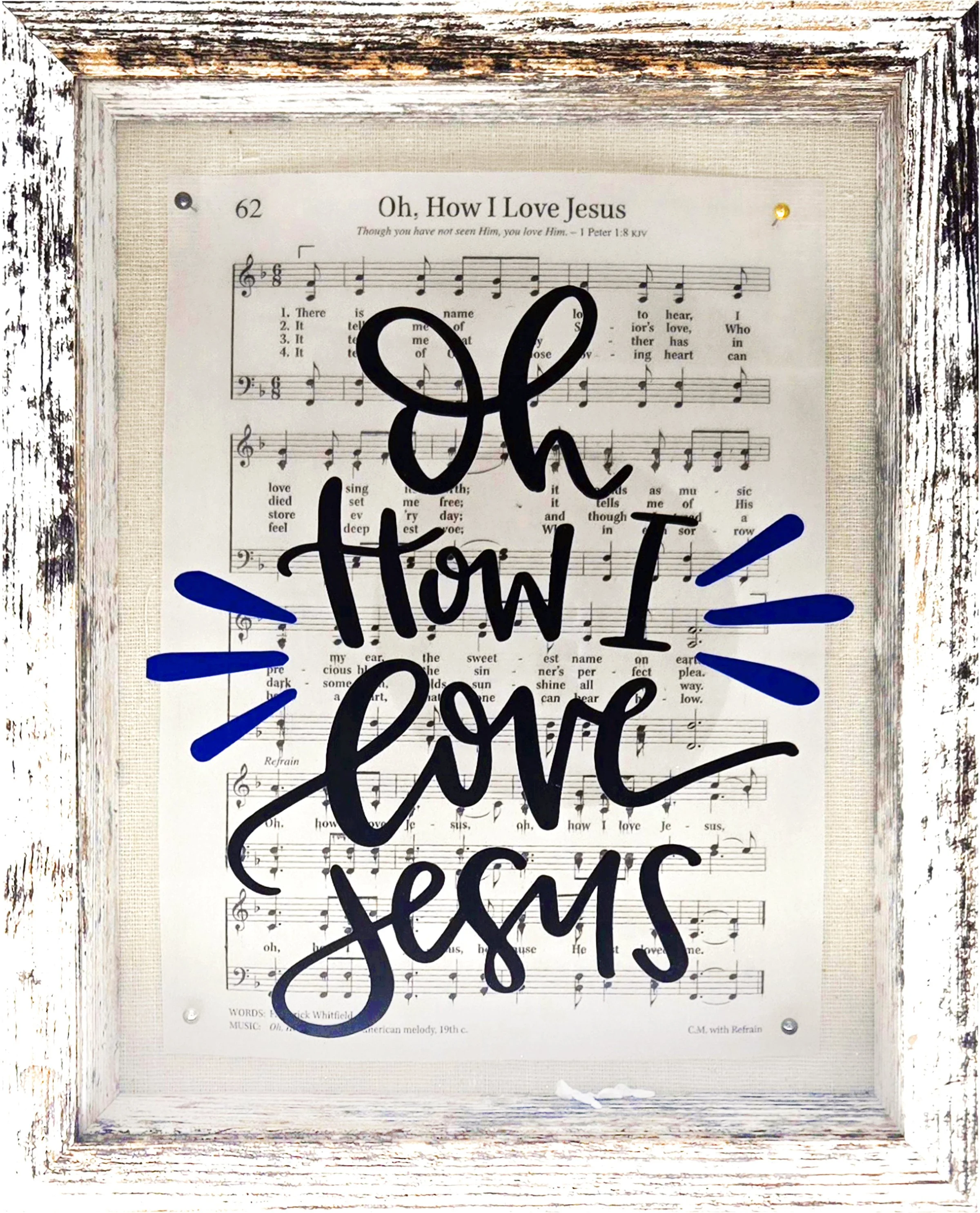 Rustic "Oh, How I Love Jesus" Framed Wall Art