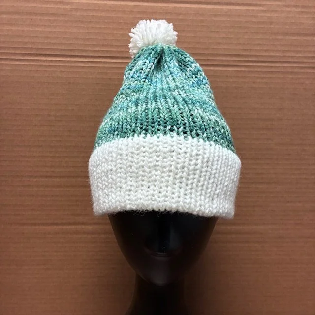 Teal & White Beanie