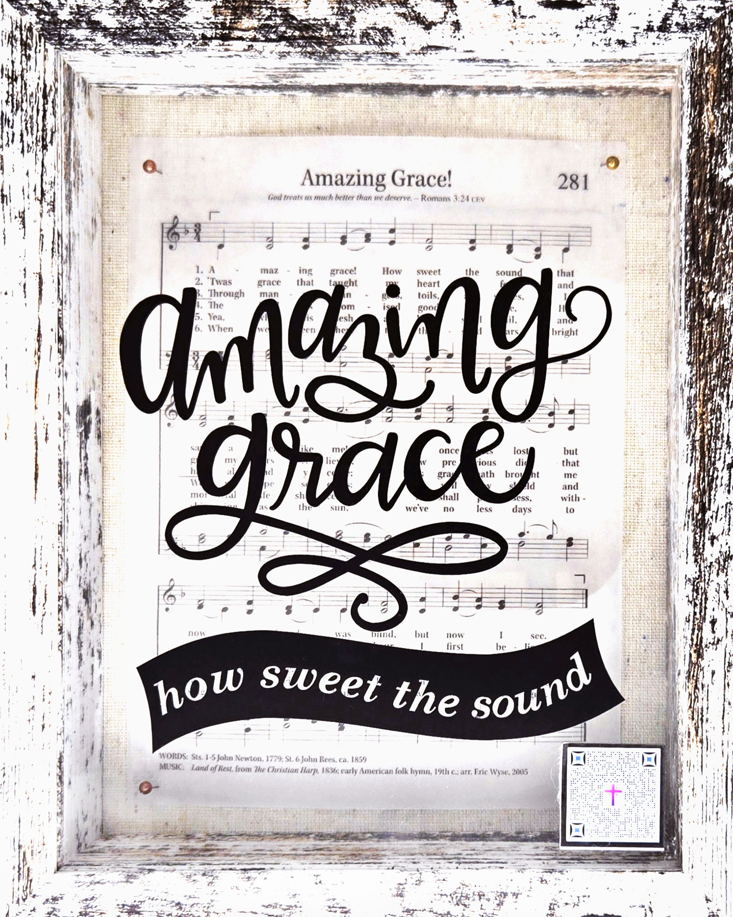 Amazing Grace Rustic Framed Sheet Music