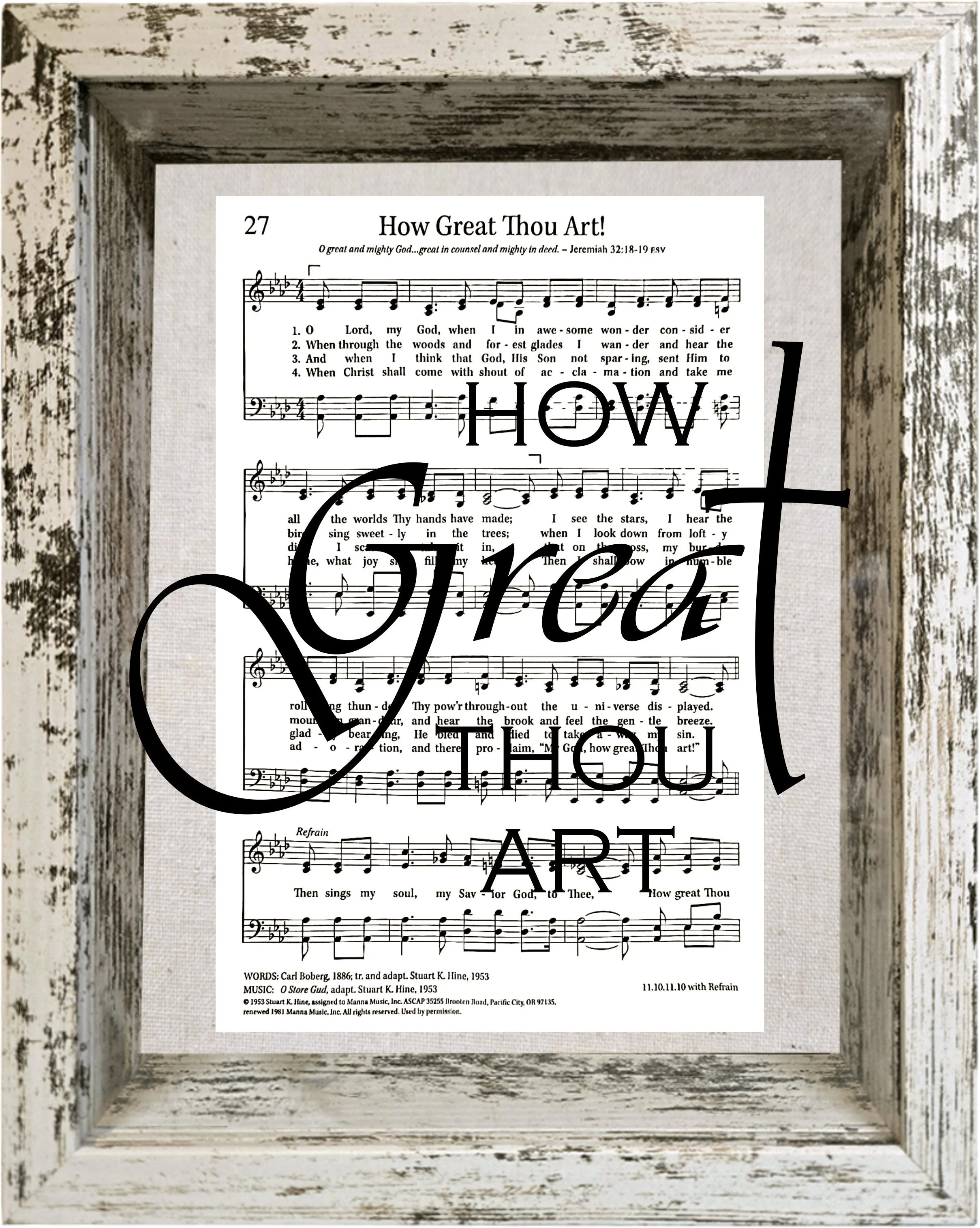 "How Great Thou Art" Vintage Framed Hymn Art