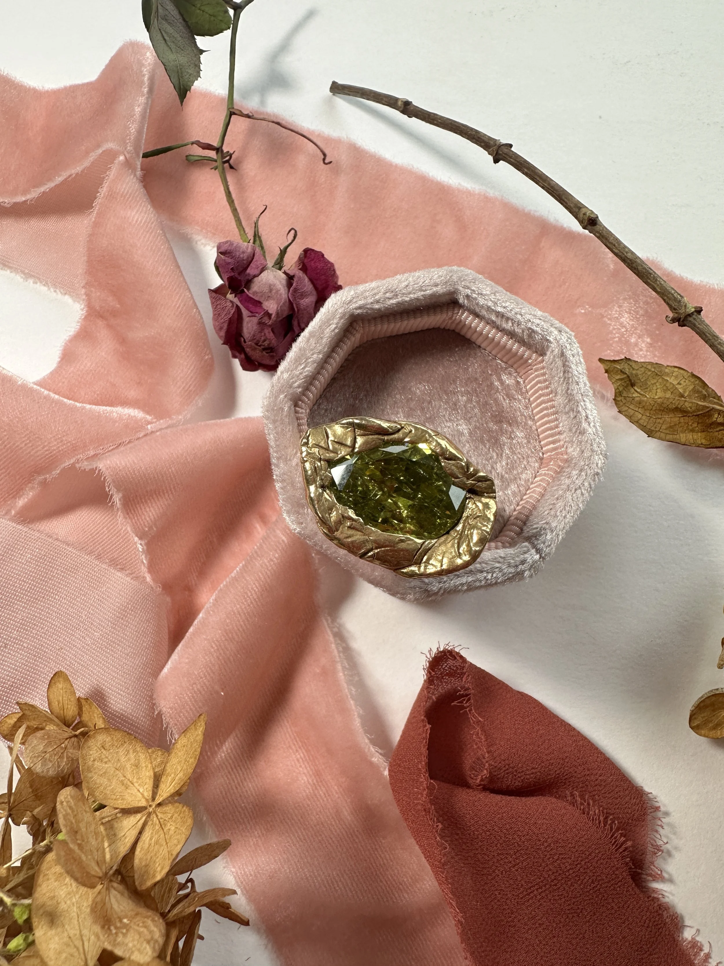 lisa elle bronze jewelry peridot cz ring