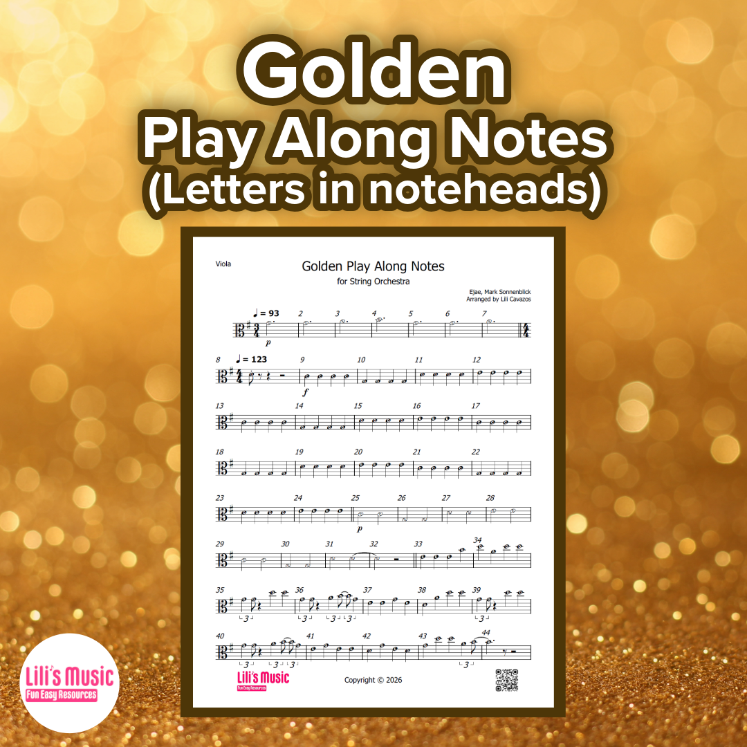 Golden Play Along Notes (Letters in notehead)