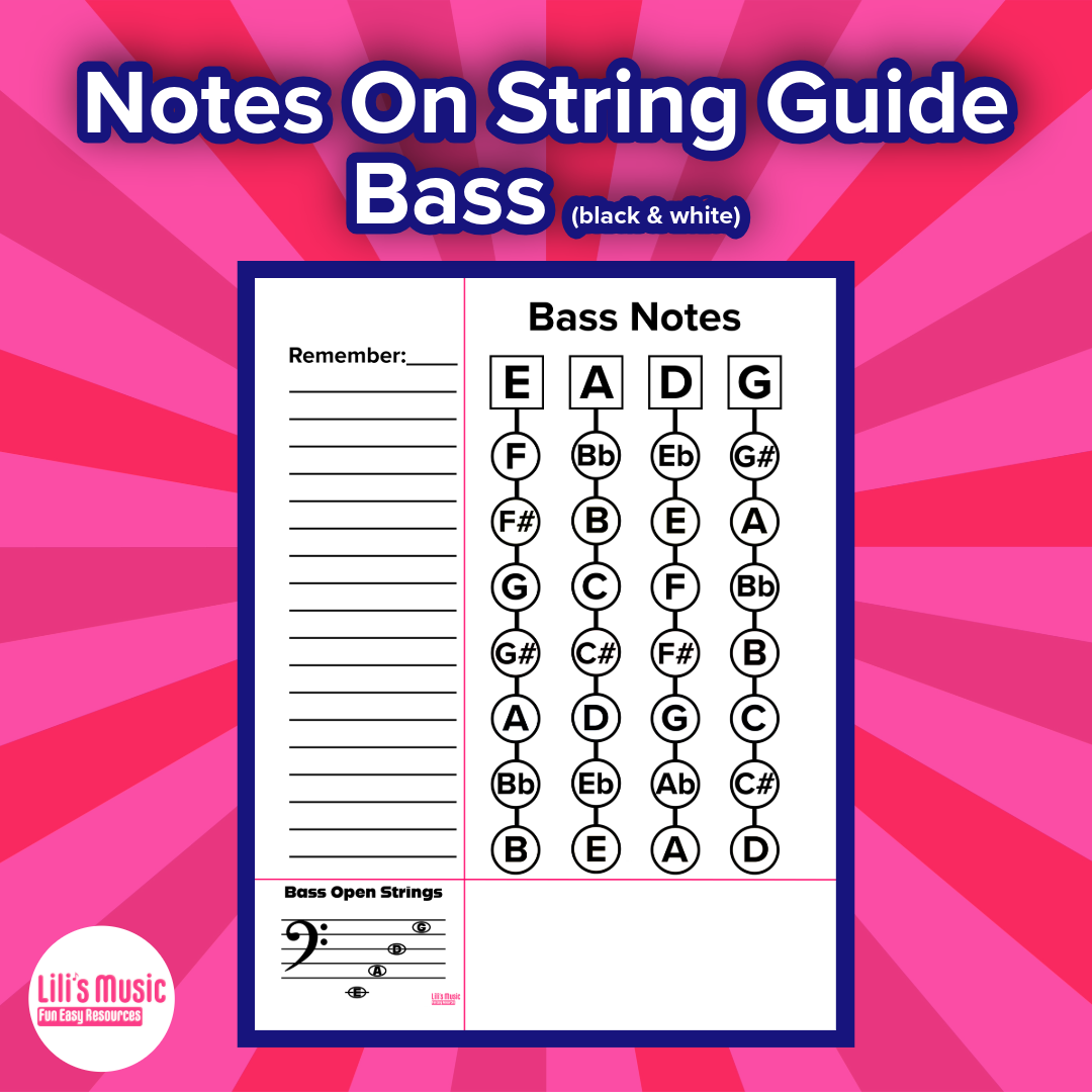 Notes on String Guide- All Instruments (Black & White) — Lilis Music