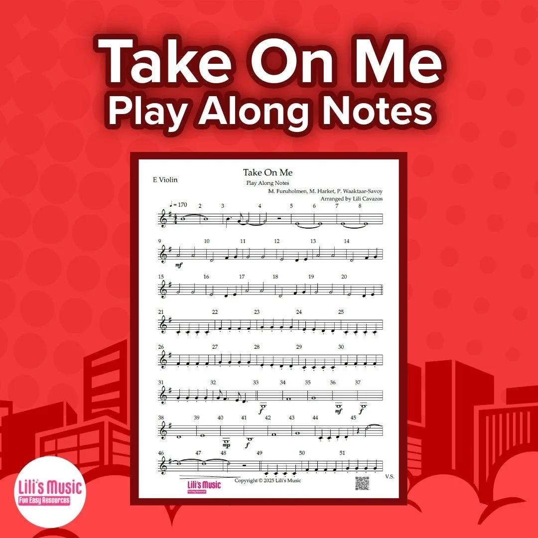 Take On Me Play Along Notes