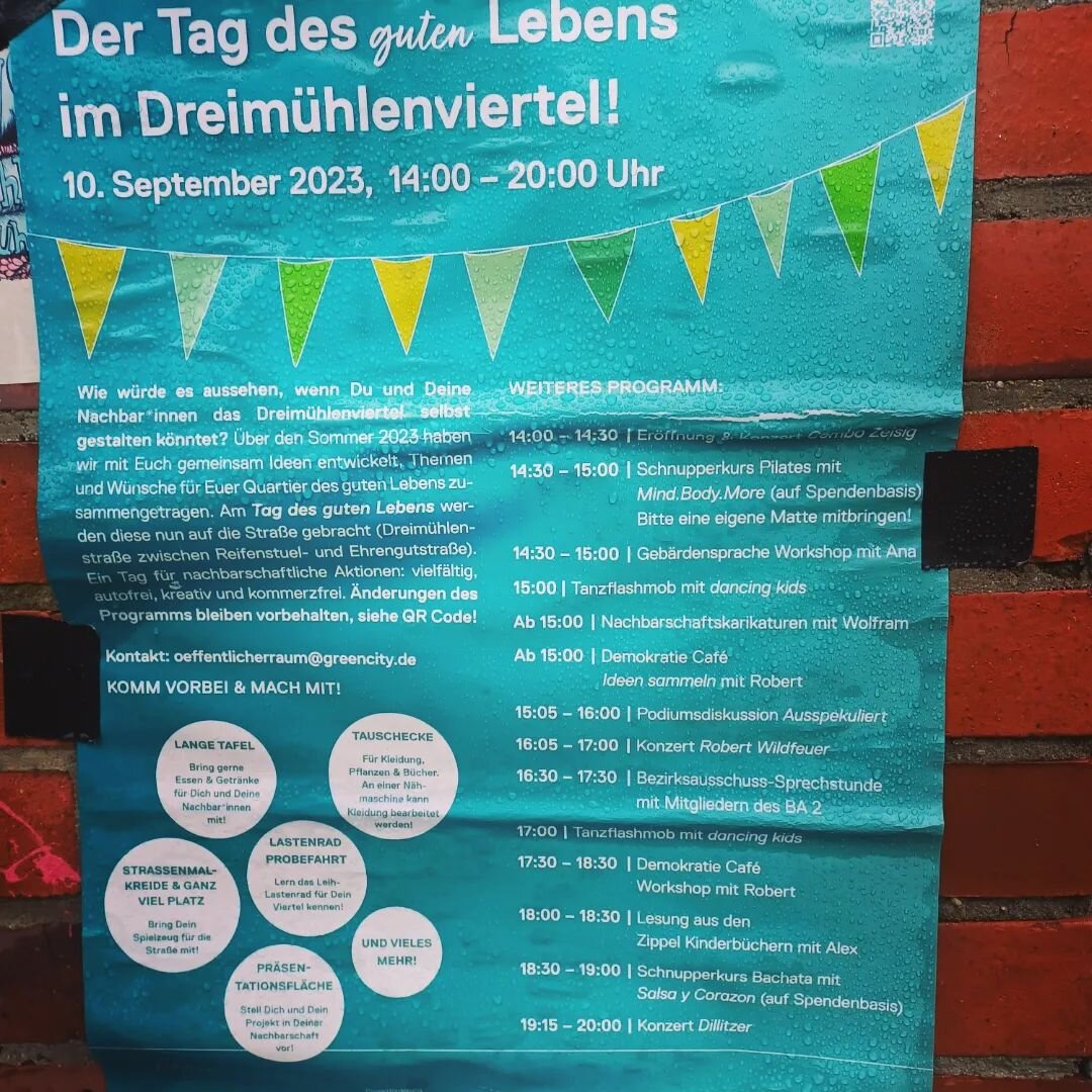 Heute 14 Uhr geht es los mit dem #TagdesgutenLebens- im Oktober gibt es dann Workshops, welche konkreten &Auml;nderungen es bei Parkpl&auml;tzen und Stra&szlig;engestaltung geben soll. Details folgen, heute erstmal viel Spa&szlig; mit @greencityev un