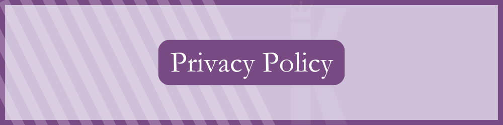 Purple banner with the text 'Privacy Policy' on a purple background with diagonal light purple stripes.