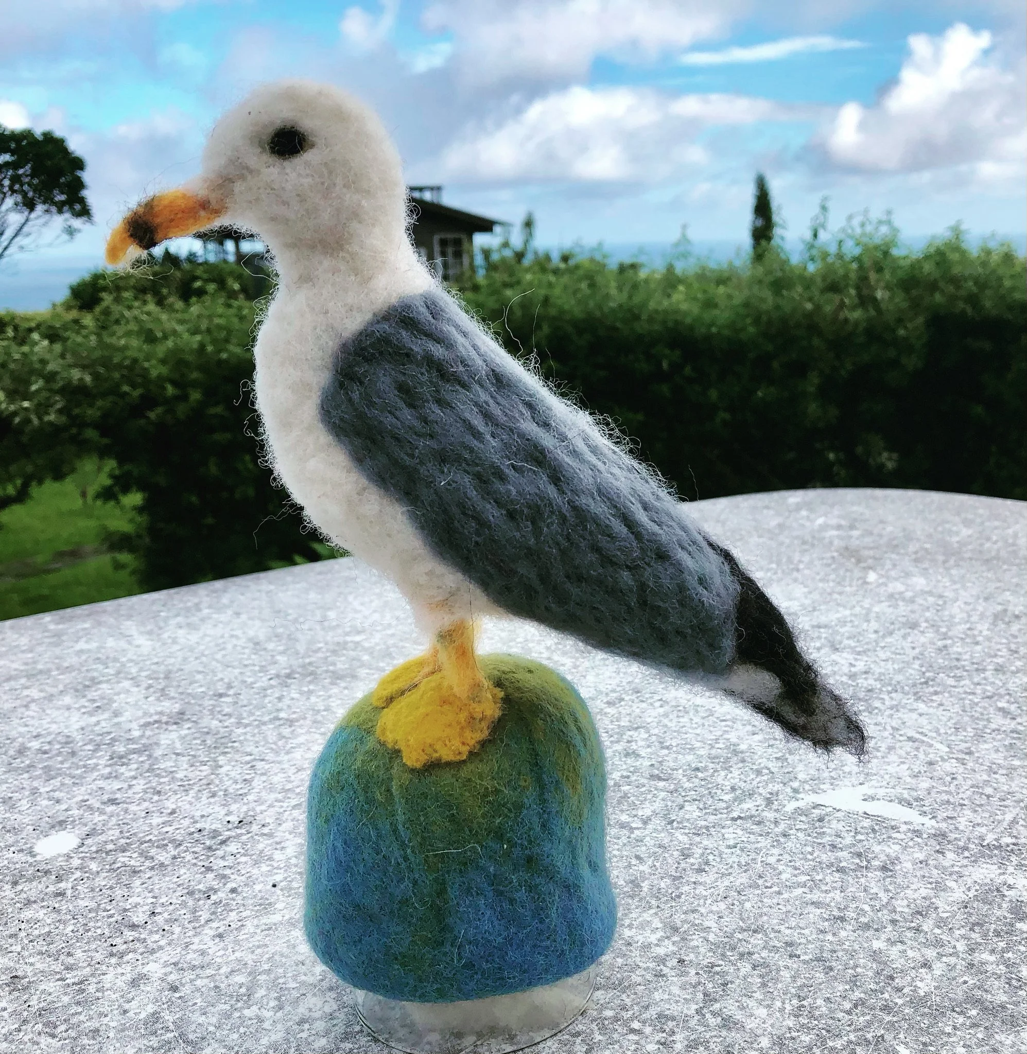 Handcrafted Felted Seagull Sculpture