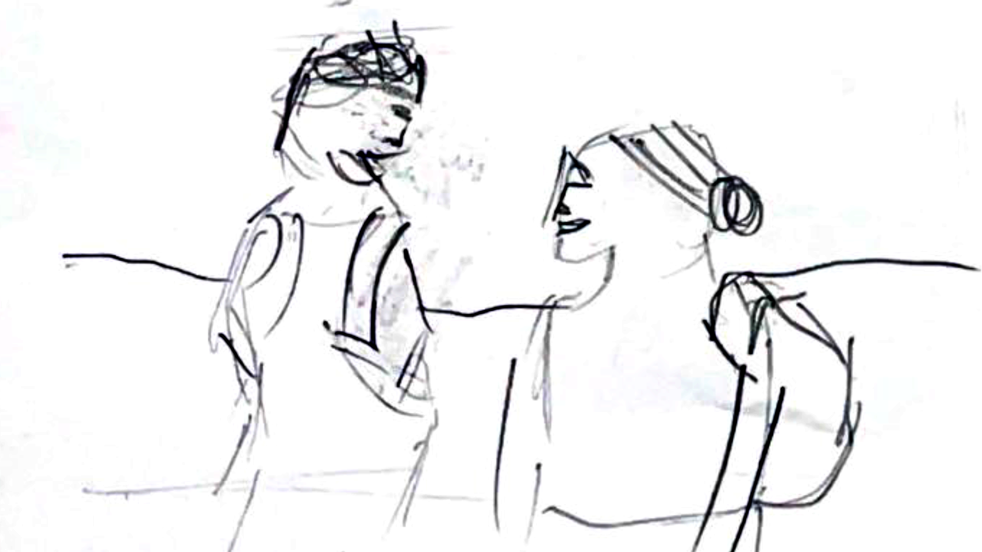 6. MS He is chatting with his friend whilst hiking, they are smiling and laughing
