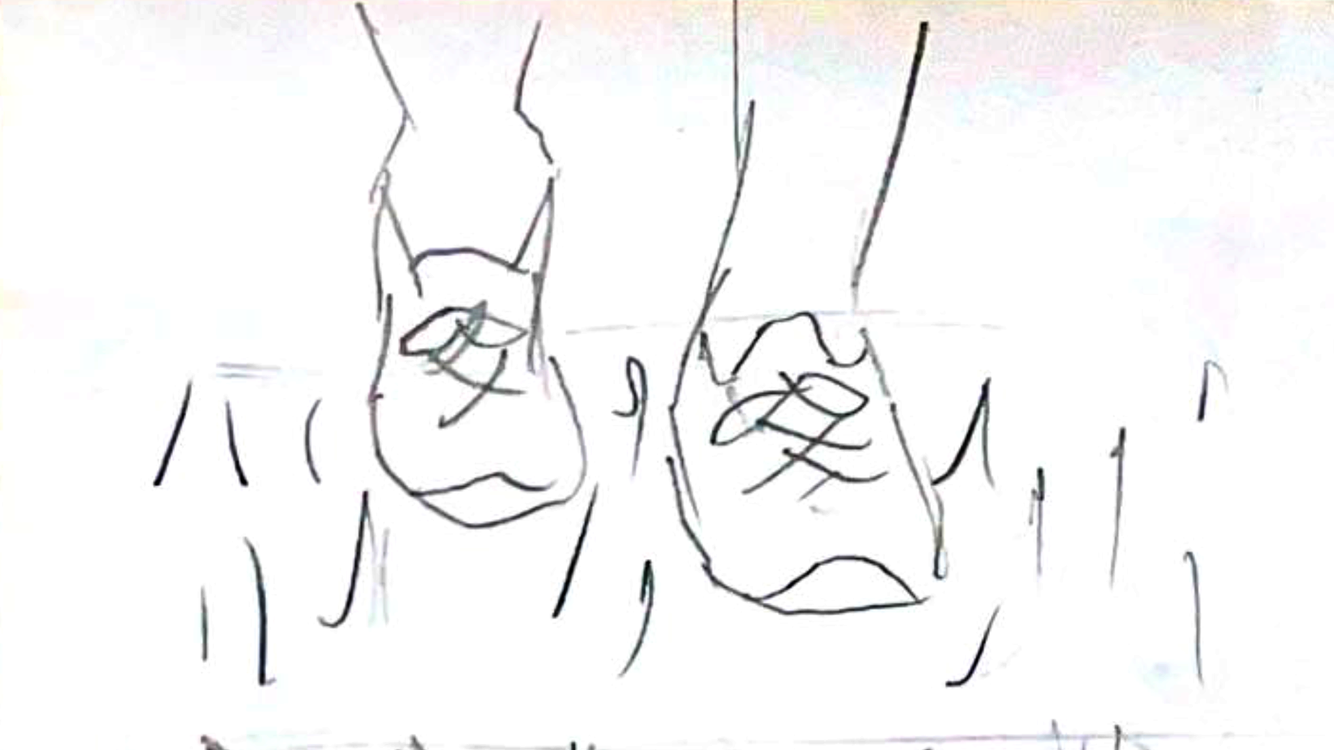 8. CU of his On shoes with audible noise from the shoes on the ground