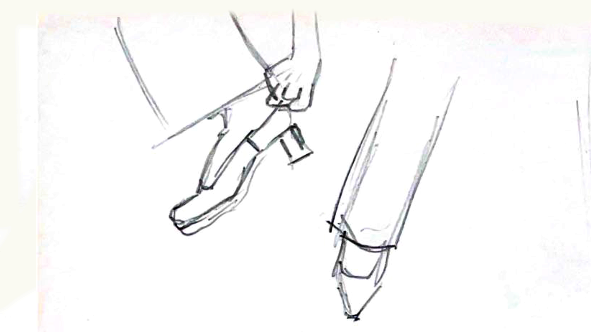 21. CU she's trying to adjust uncomfortable shoe
