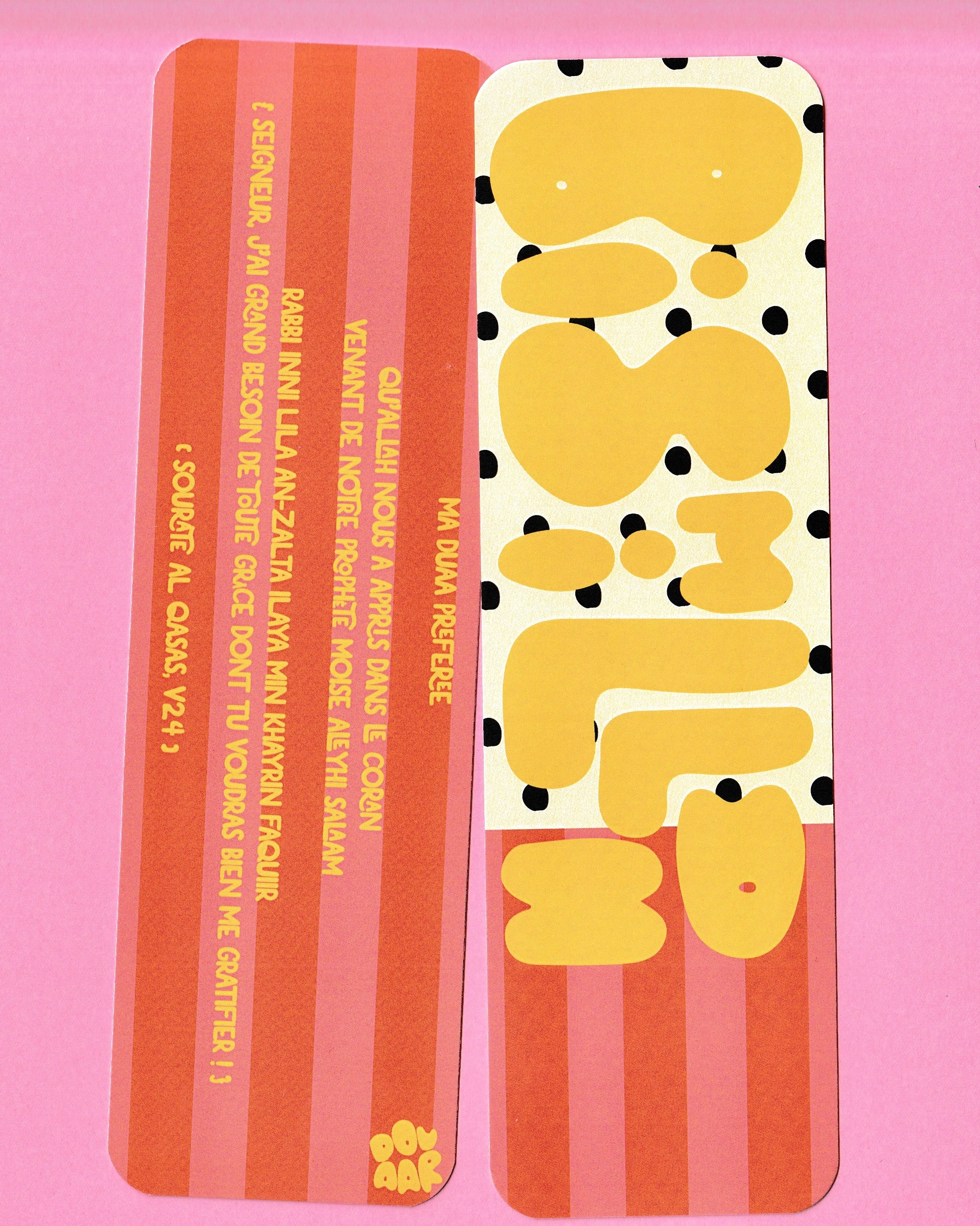Marque-Page rose/jaune Bismillah