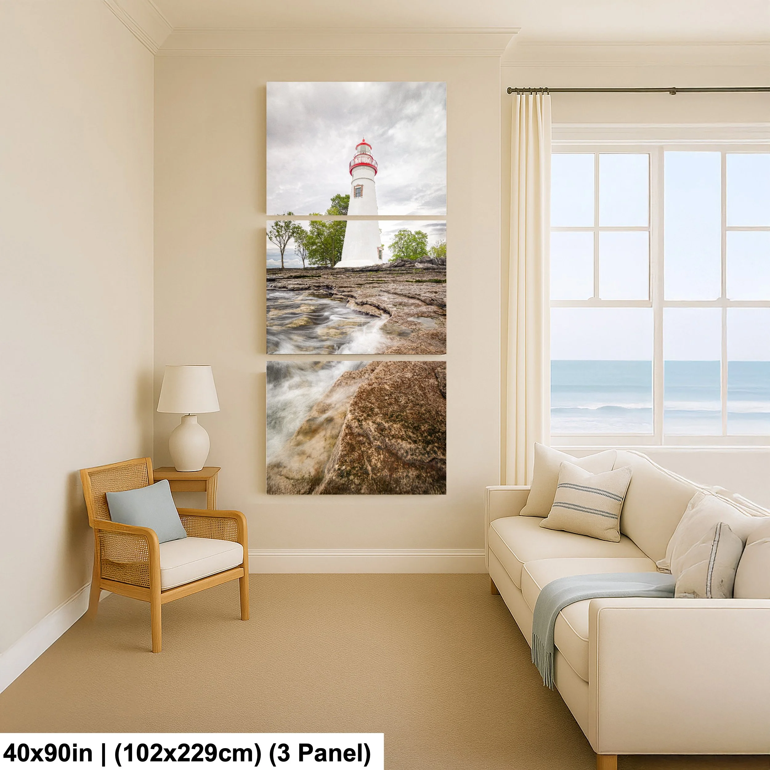 Marblehead Lighthouse, Ohio: a historic lighthouse standing on the rocky shore of Lake Erie beneath dramatic skies