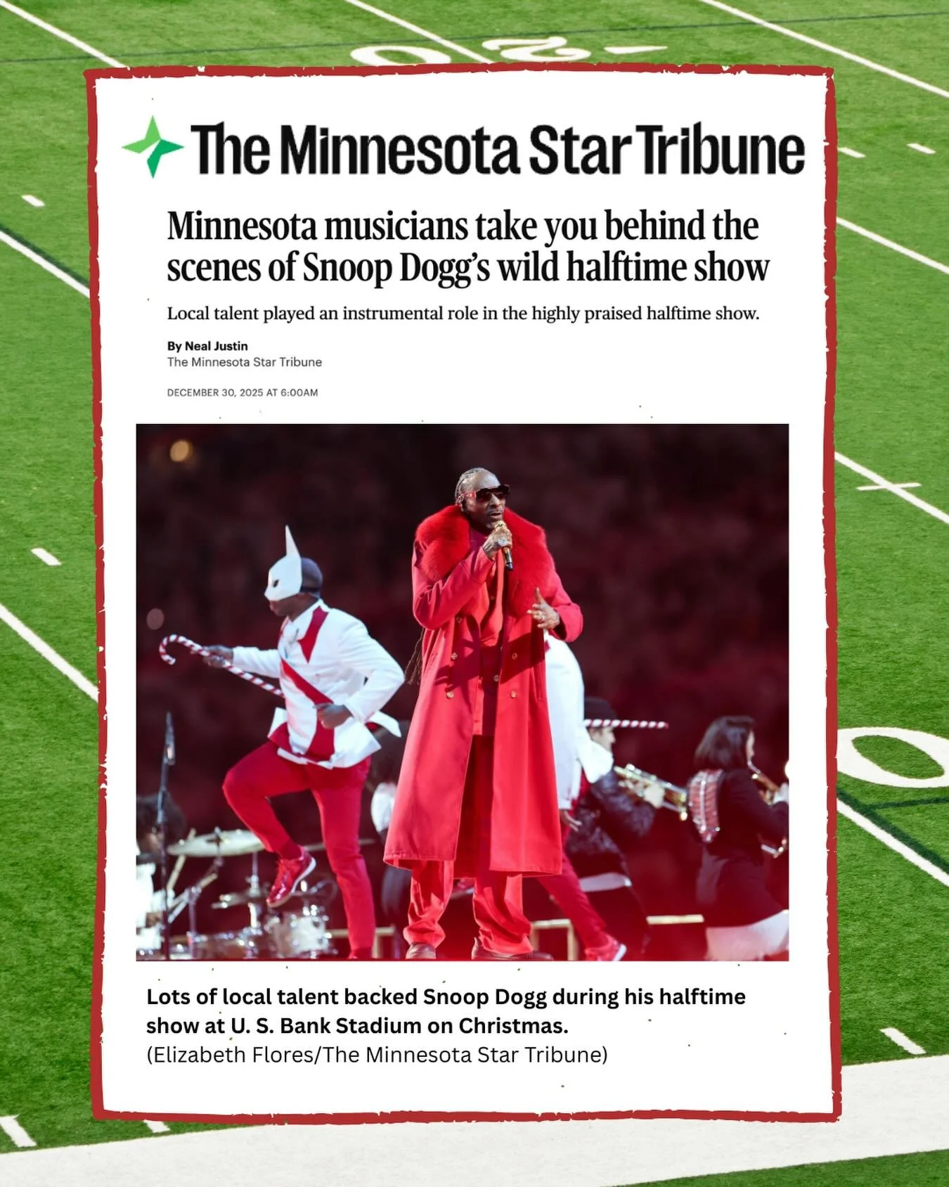 Big thank you to @nealjustin1 and the Minnesota @startribune for this fantastic piece covering the experience of Minnesota&rsquo;s @stringenius musicians performing in the @snoopdogg Halftime Show! 

See the full article at link tree link in bio.