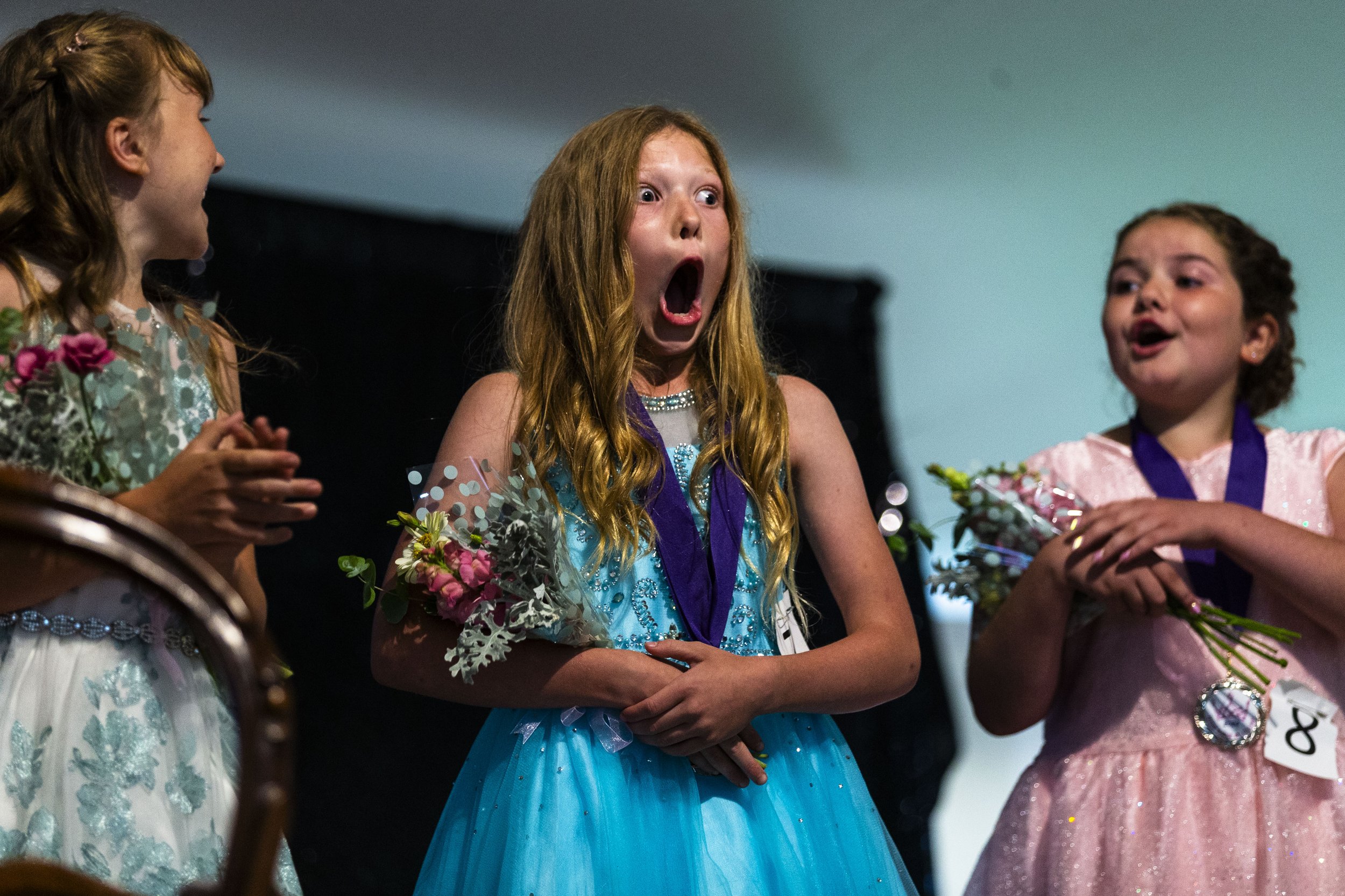 Hollynn Nevel reacts to being crowned Little Miss Stephenson County Fair on Tuesday, July 24, 2024, at Stephenson County Fairgrounds in Freeport.