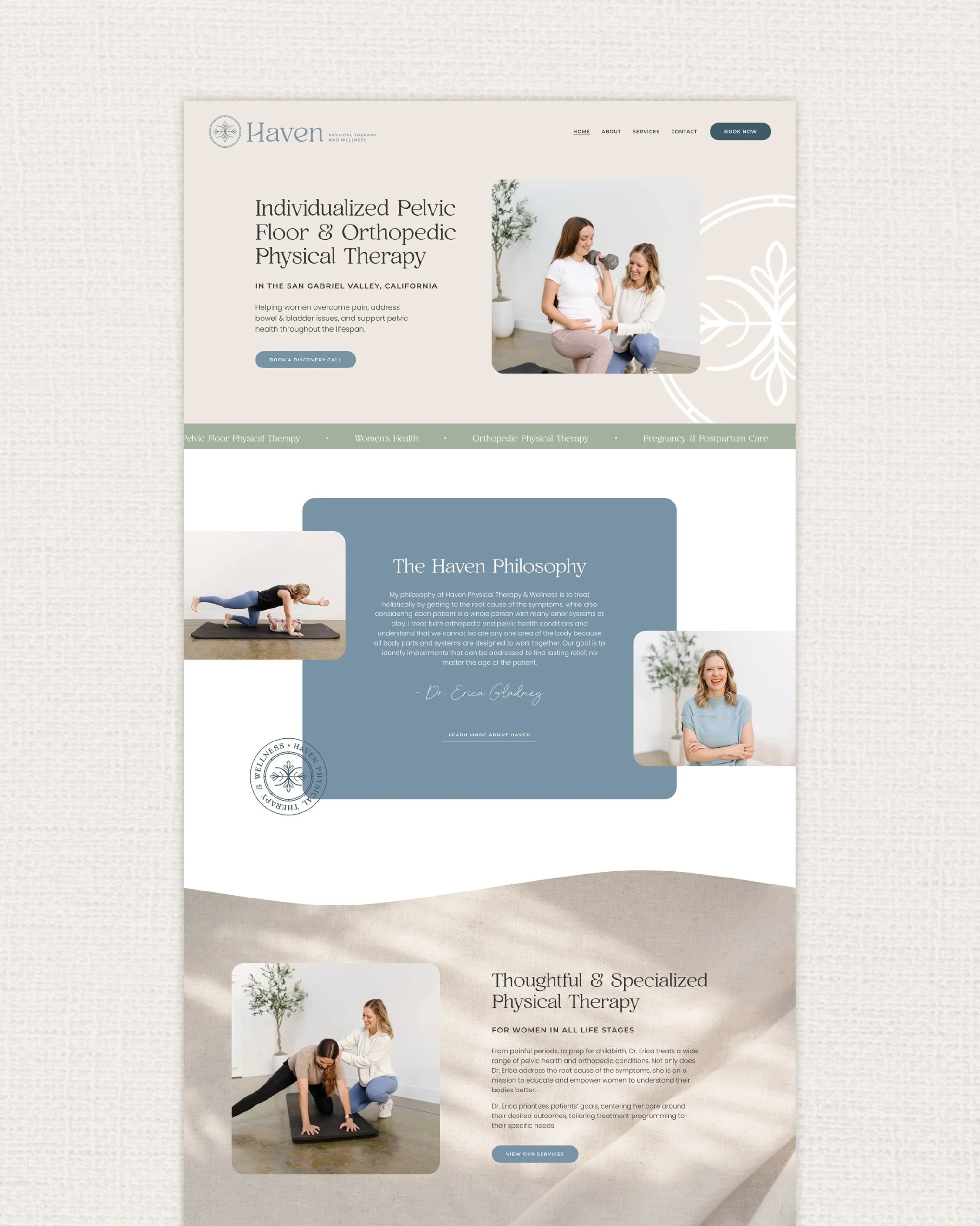 The gorgeous new website for Haven Physical Therapy &amp; Wellness is officially live!! 🎉

The goal? Revamp @drericagladneypt branding and website to feel more like her practice: welcoming, compassionate, calming, feminine and refreshing. 

First, w