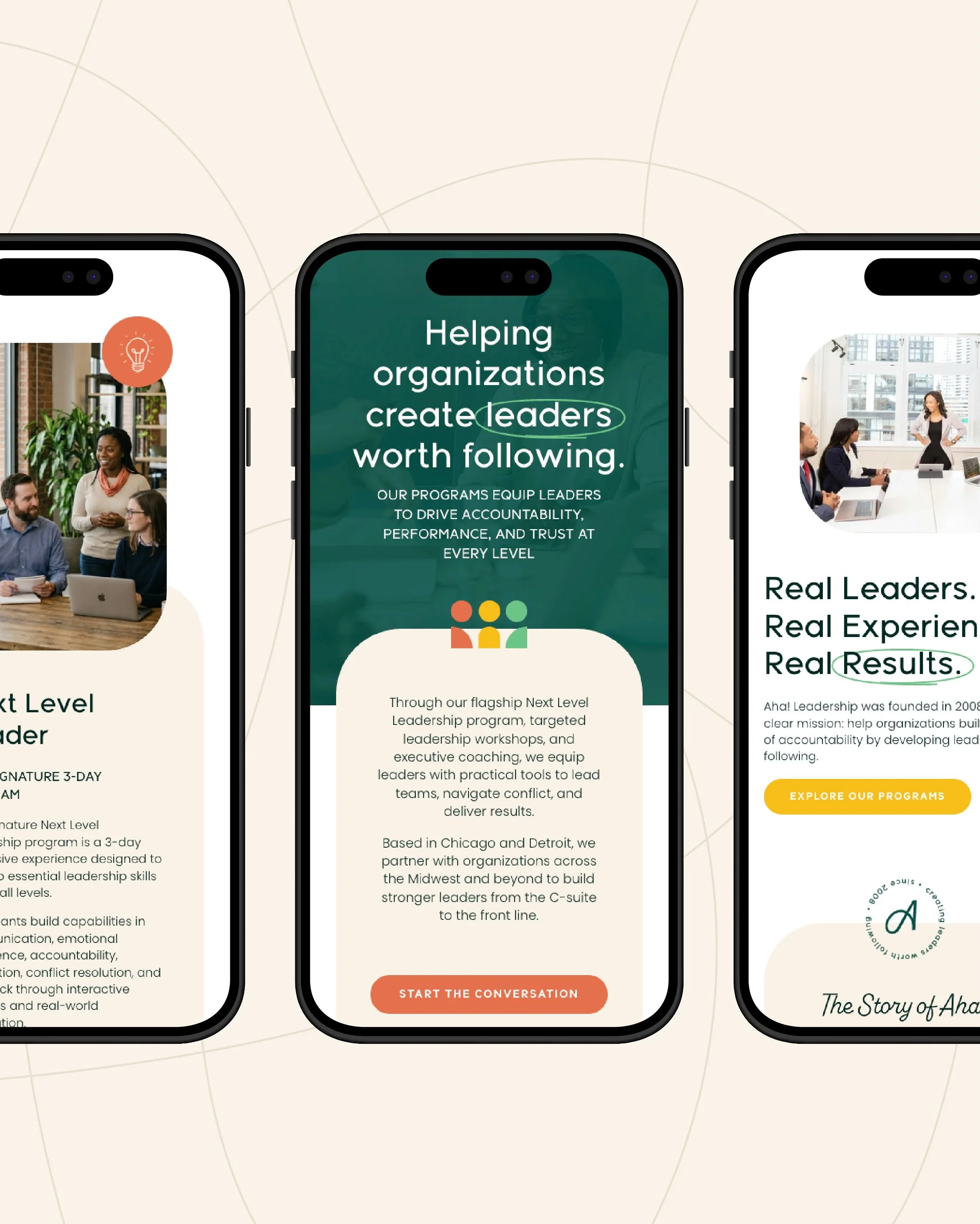 The new @aha.leadership website is officially live! 🚀

Swipe to the end to see the before &amp; after 👀

Aha! Leadership has been transforming executives into exceptional leaders for over 18 years. They&rsquo;re stepping into a new chapter, and wer