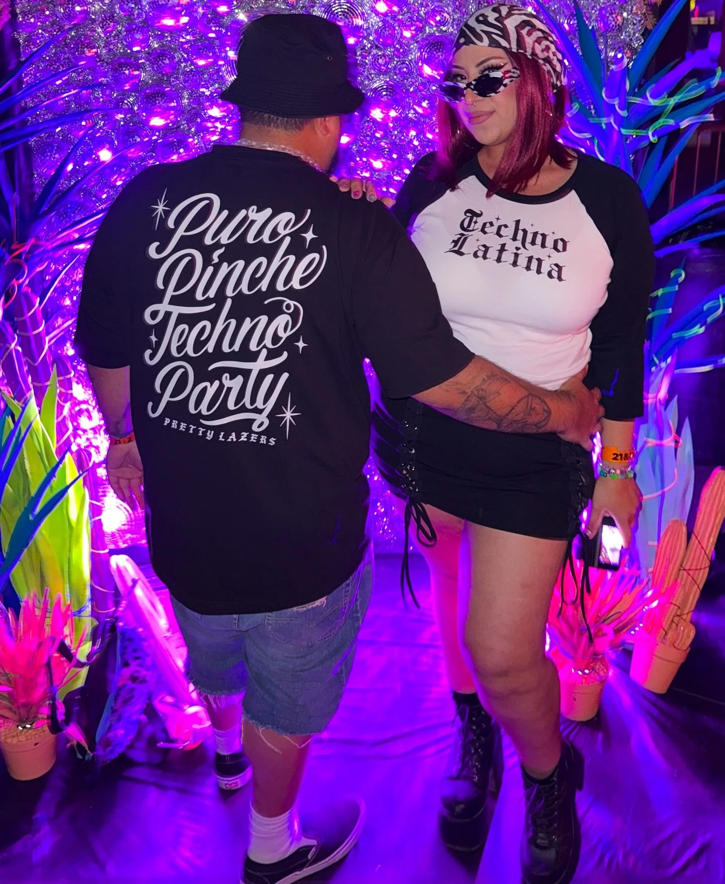 His &amp; Hers 🖤 tag your rave bae and start planning your next date (rave) 🤭🪩✨ 
.
.
.
.
.
.
#ravebae #ravecouples #ravers #techno