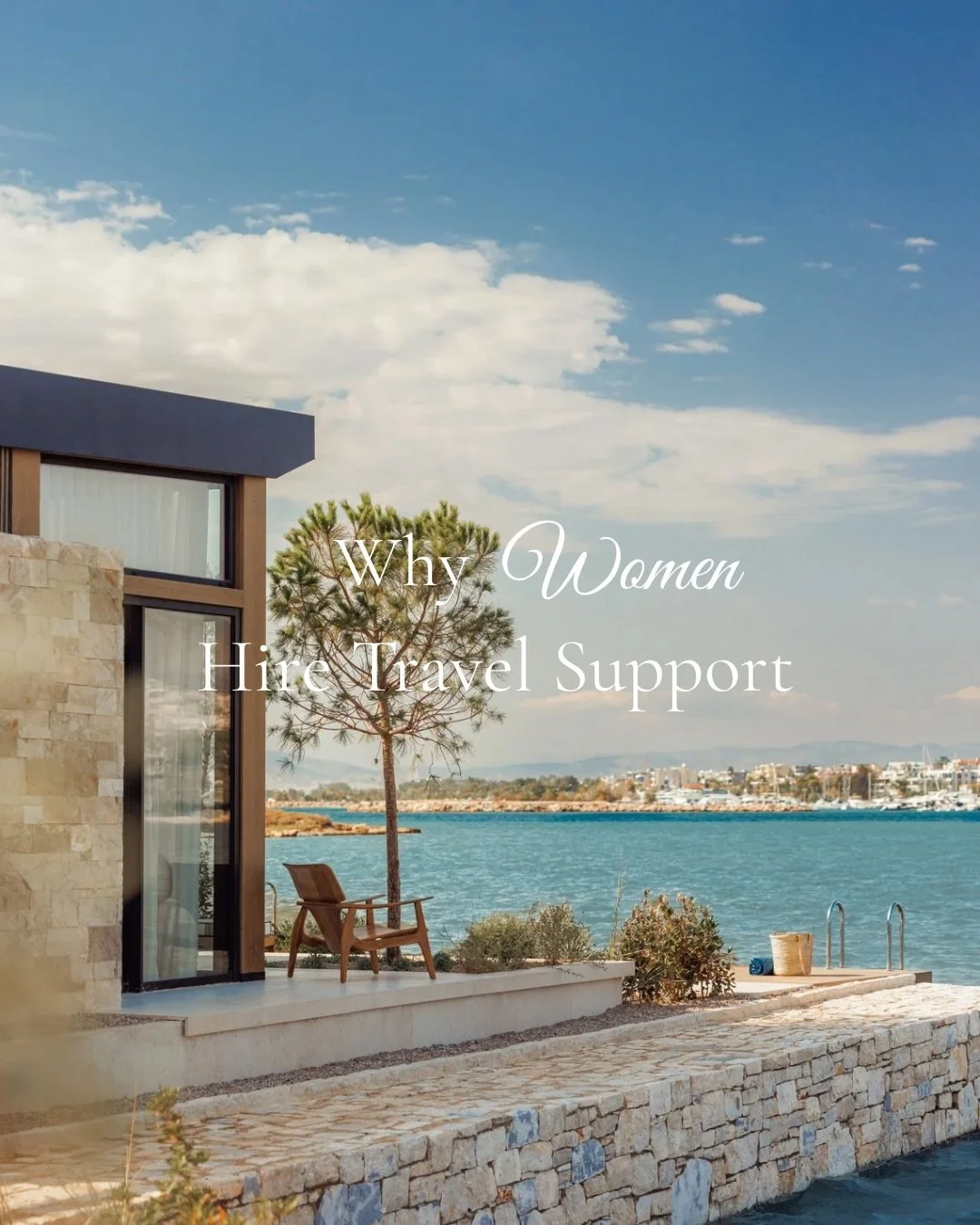 Because they want to enjoy the trip before they leave. 

I work with women who are ready to invest in peace of mind, not just plane tickets.

Through preferred partnerships, I secure:
✨VIP amenities such as room upgrades (when available)
✨Daily break