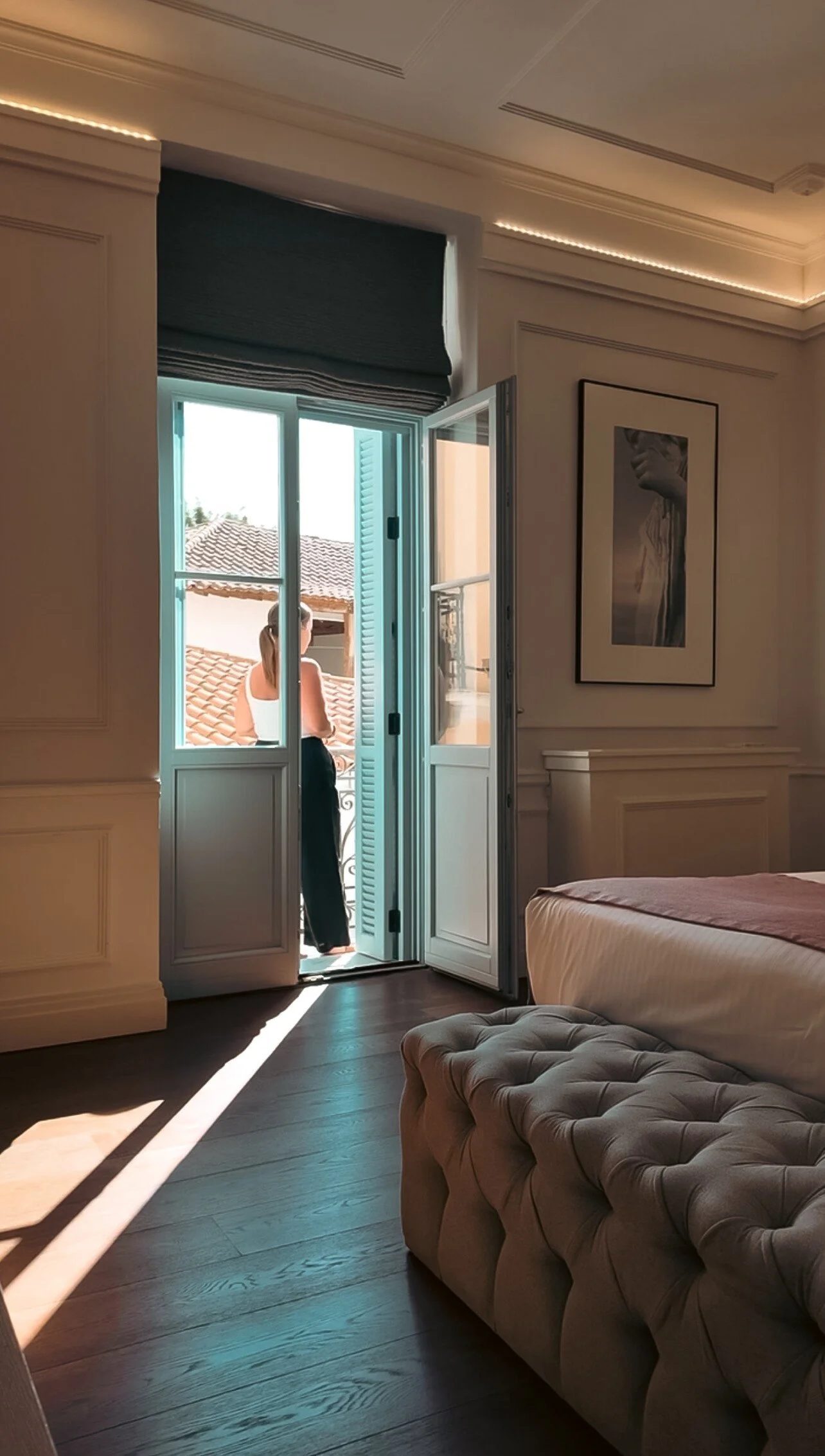 boutique hotel in athens with acropolis view balcony. luxury solo travel for women.