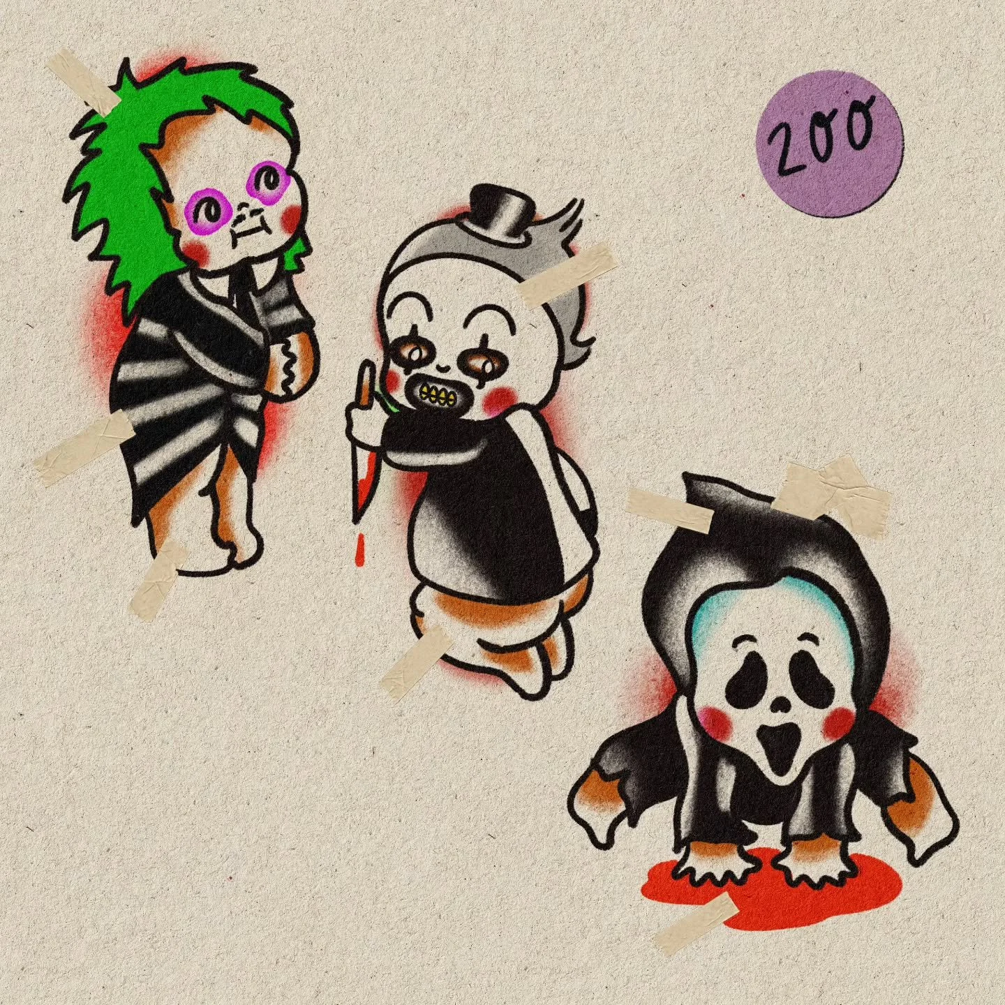 Creepy cute Kewpies up for grabs at $200 ea!

Give me a shout if you're interested. Repeatable.

FOR BOOKING:

TEXT MESSAGE CARBONDALE:

8159991647

TEXT MESSAGE PARACHUTE:

9709813710

#tattoo #tattooflash #halloweenflash #horrorflash #kewpie