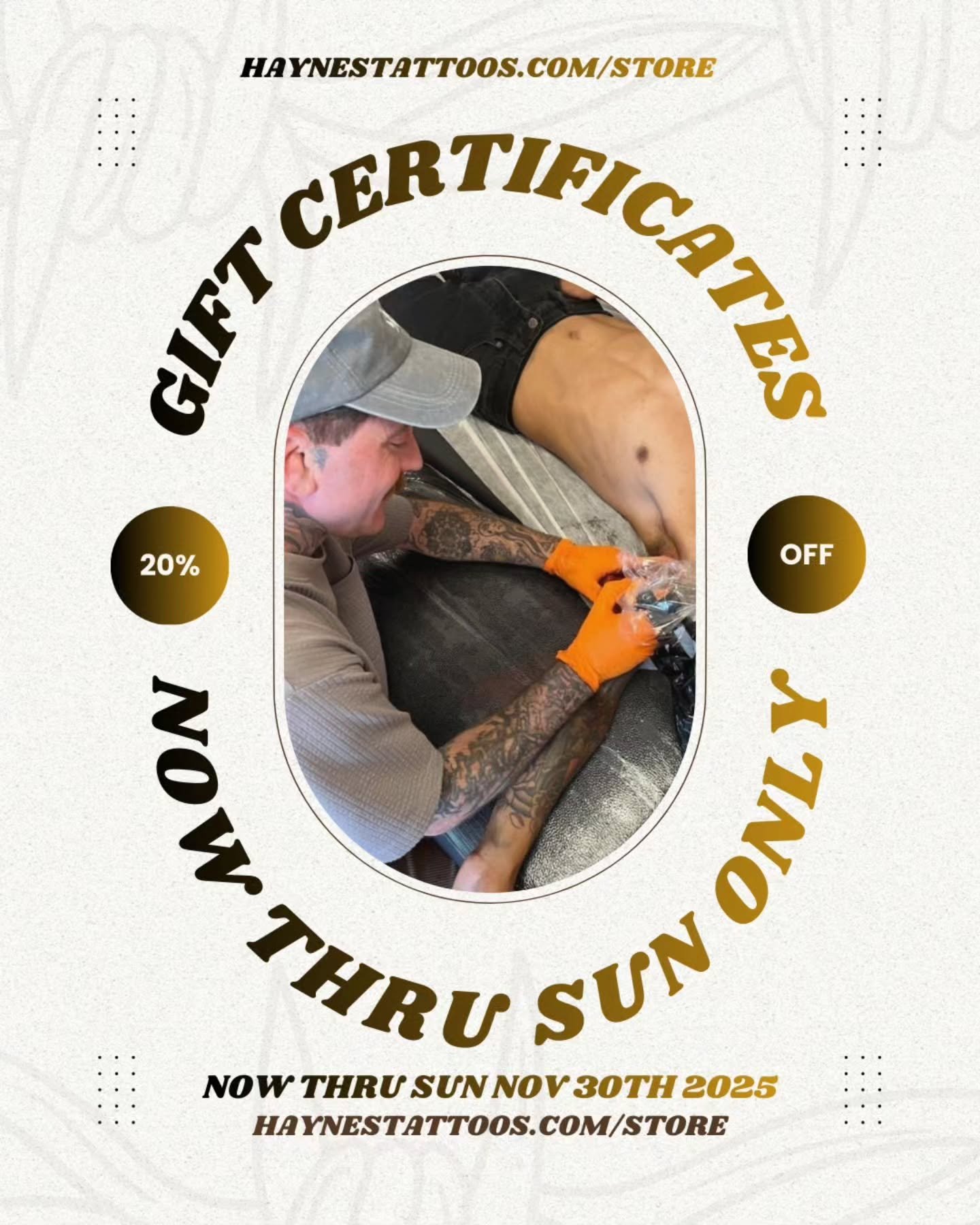 20% off gift certificates now through Sunday! One for yourself or a loved one!  Haynestattoos.com

#tattoo #giftcertificate #coloradotattooartist do #smallbusinesssaturday #blackfriday