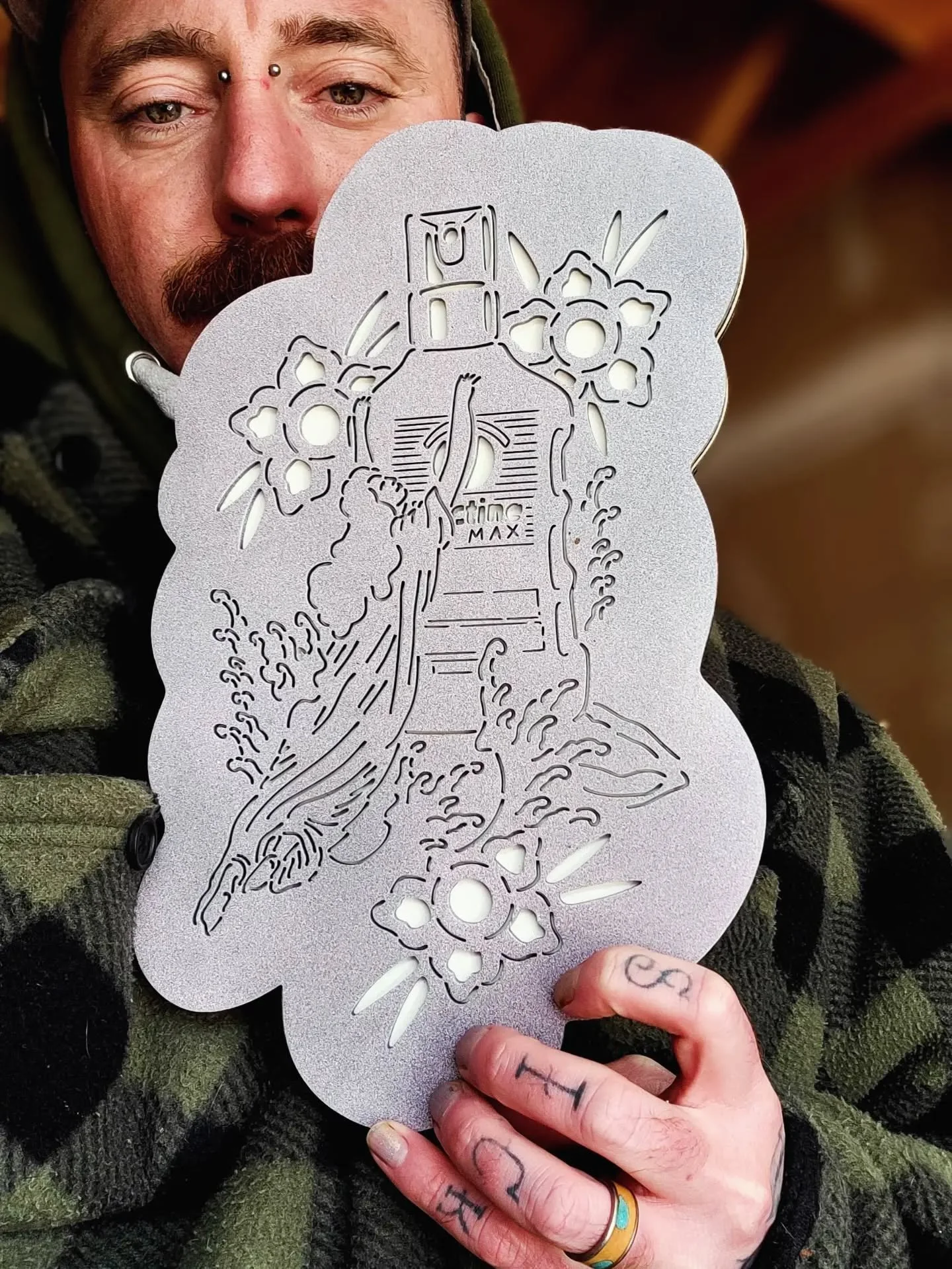 Rock of Ages, bactine edition laser cut wall lantern 🙏

#rockofages #bactine #tattooart