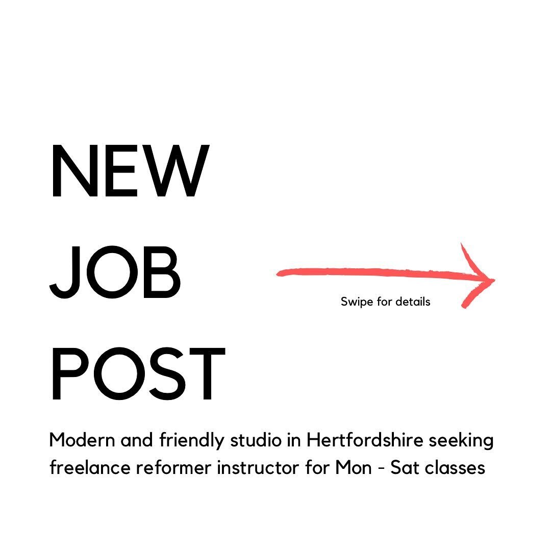 Come and join this friendly and modern studio in Hertfordshire that celebrates community and positivity!

Freelance reformer instructor needed for classes Mon - Sat.

Apply online at PilatesJobBoard.com

#pilates #pilatesjobs #pilatesreformer #reform