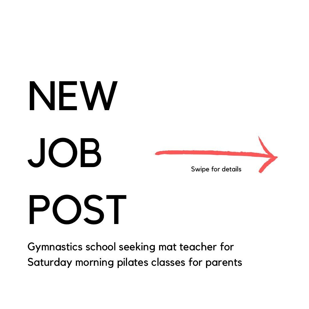 Established gymnastics school in SW London seeking mat teacher to lead a Saturday morning class for parents in their warm, light and private studio space within a newly built school. Term time only.

Learn more and apply online at PilatesJobBoard.com