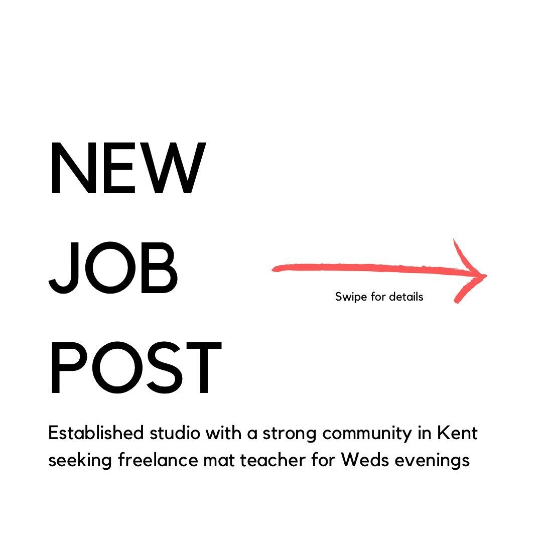 Friendly studio featuring small, personal classes with a community feel seeking a freelance mat teacher for Wednesday evenings.

Apply online at PilatesJobboard.com

#pilates #pilatesjobs #pilatesjob #pilatesteacher #pilatesinstructor #pilatesstudio 