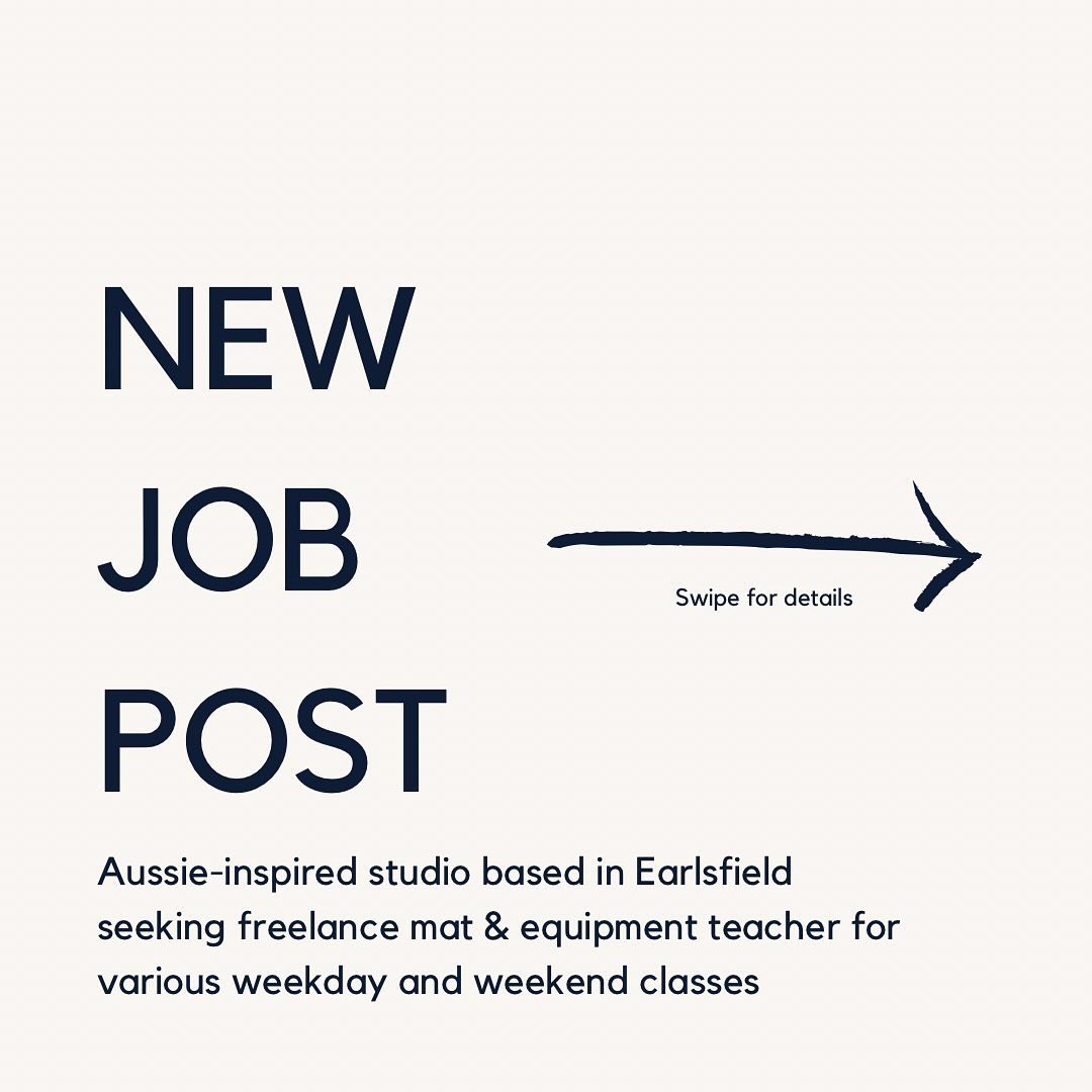 Opportunity to join this growing and friendly studio featuring Aussie-inspired Pilates and an inclusive team.

Learn more and apply online at PilatesJobBoard.com

#pilates #pilatesjobs #pilatesjob #pilatesteacher #pilatesinstructor #pilatesstudio #re