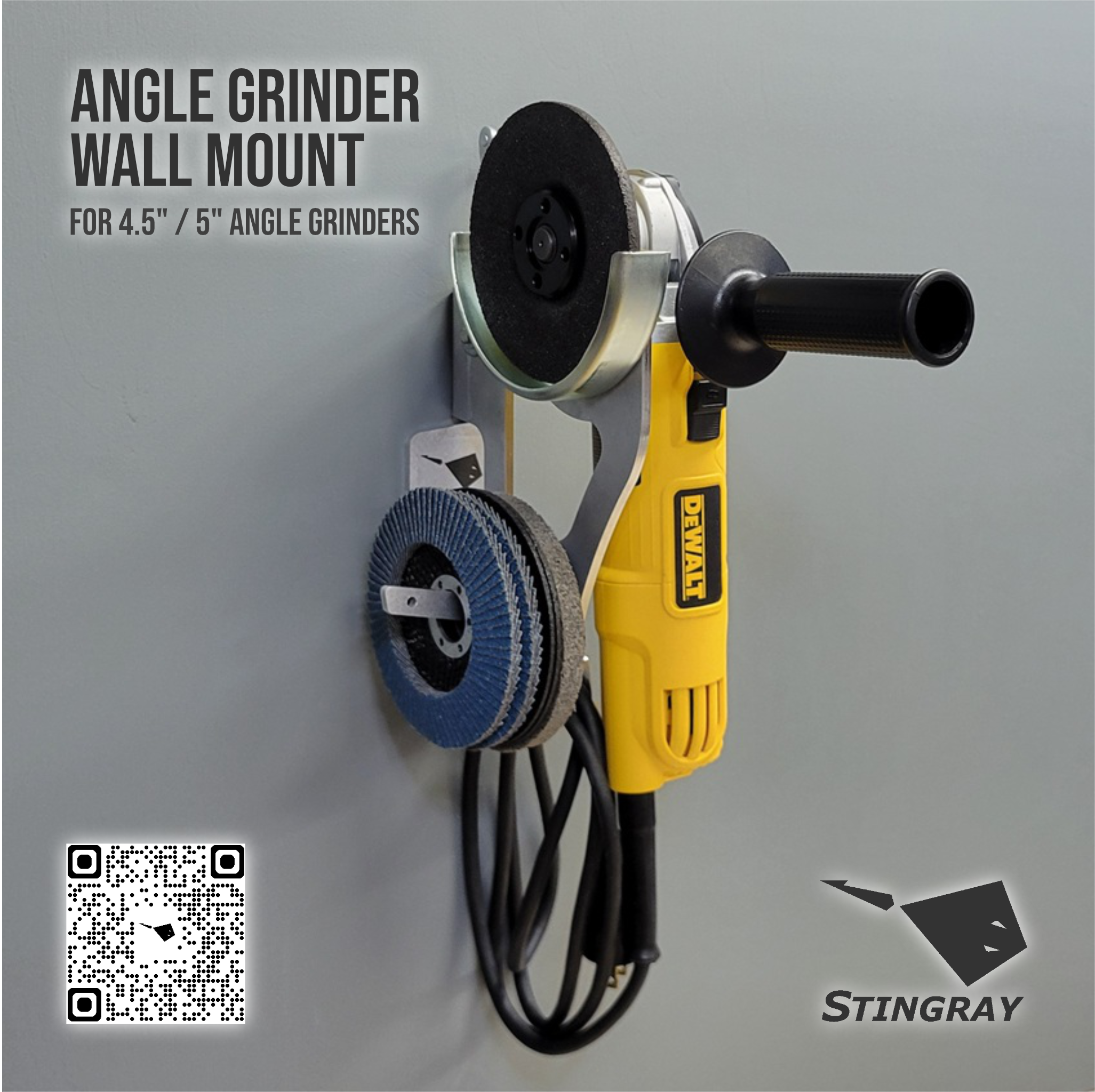 Stingray Angle Grinder Wall Mount, Single Grinder, Pic4.png