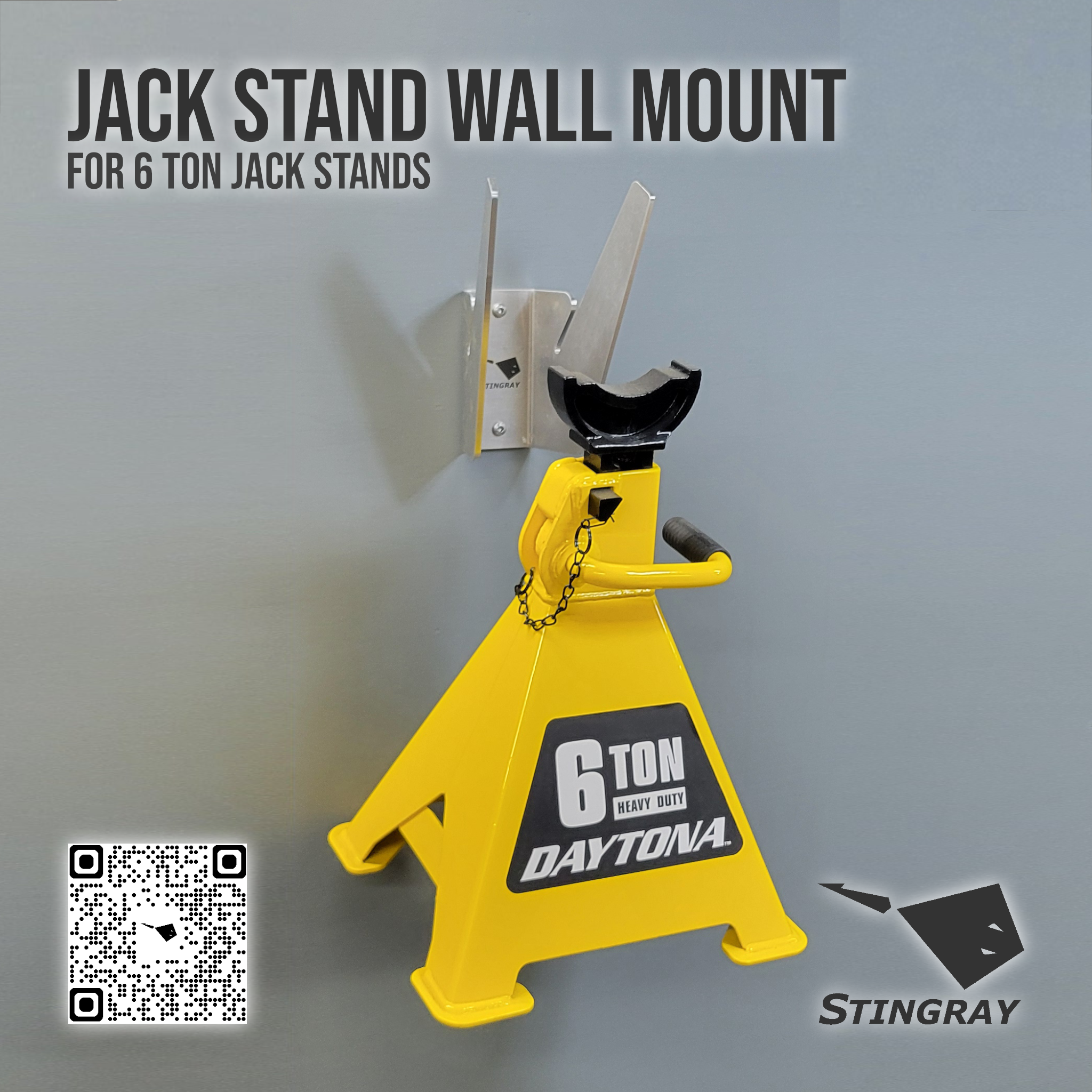 Jackstand Wall Mount for 6 Ton Jack Stands, 2-Pack