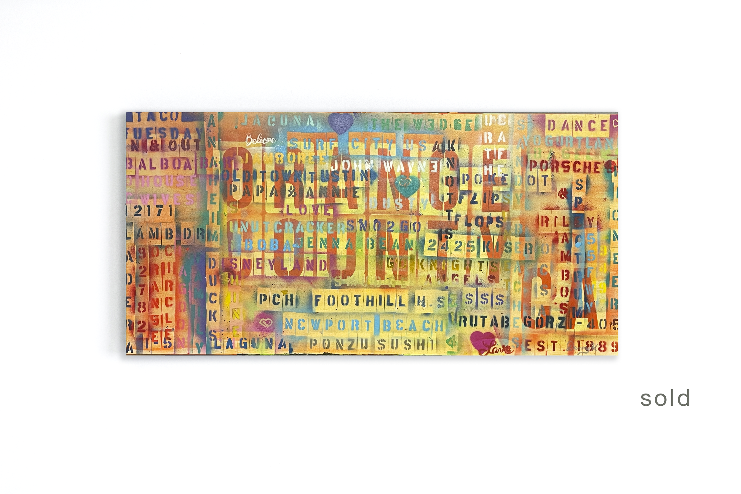 OC Dreamin’ | Acrylic & Spray Paint On Canvas | 48W x 24H x 1D | Sold
