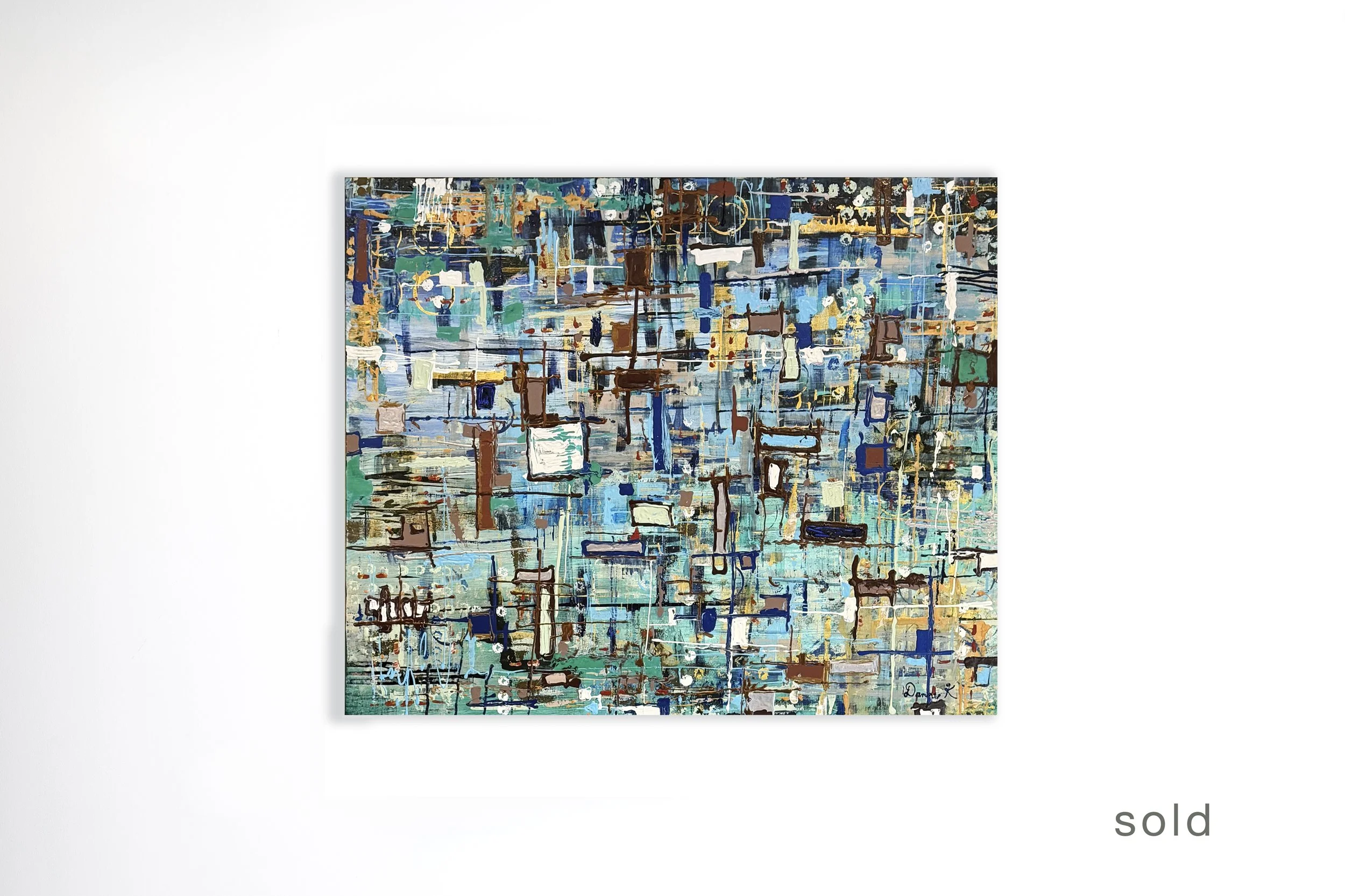 Interval | Acrylic & Glass Paint on Canvas | 60W x 48H | Sold