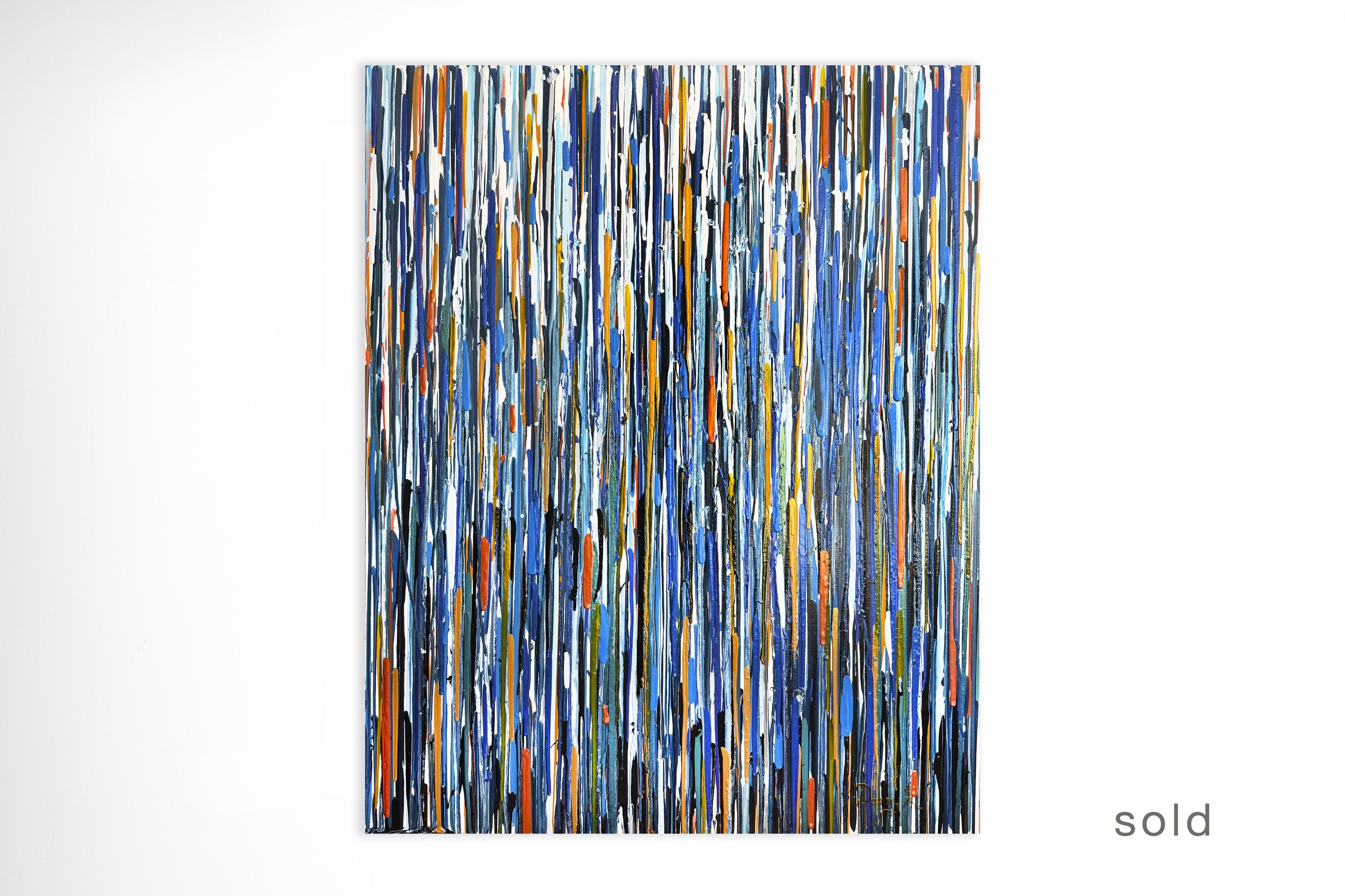 Blue Static | Acrylic & Glass Paint On Canvas With Varnish | 60W x 48H | Sold