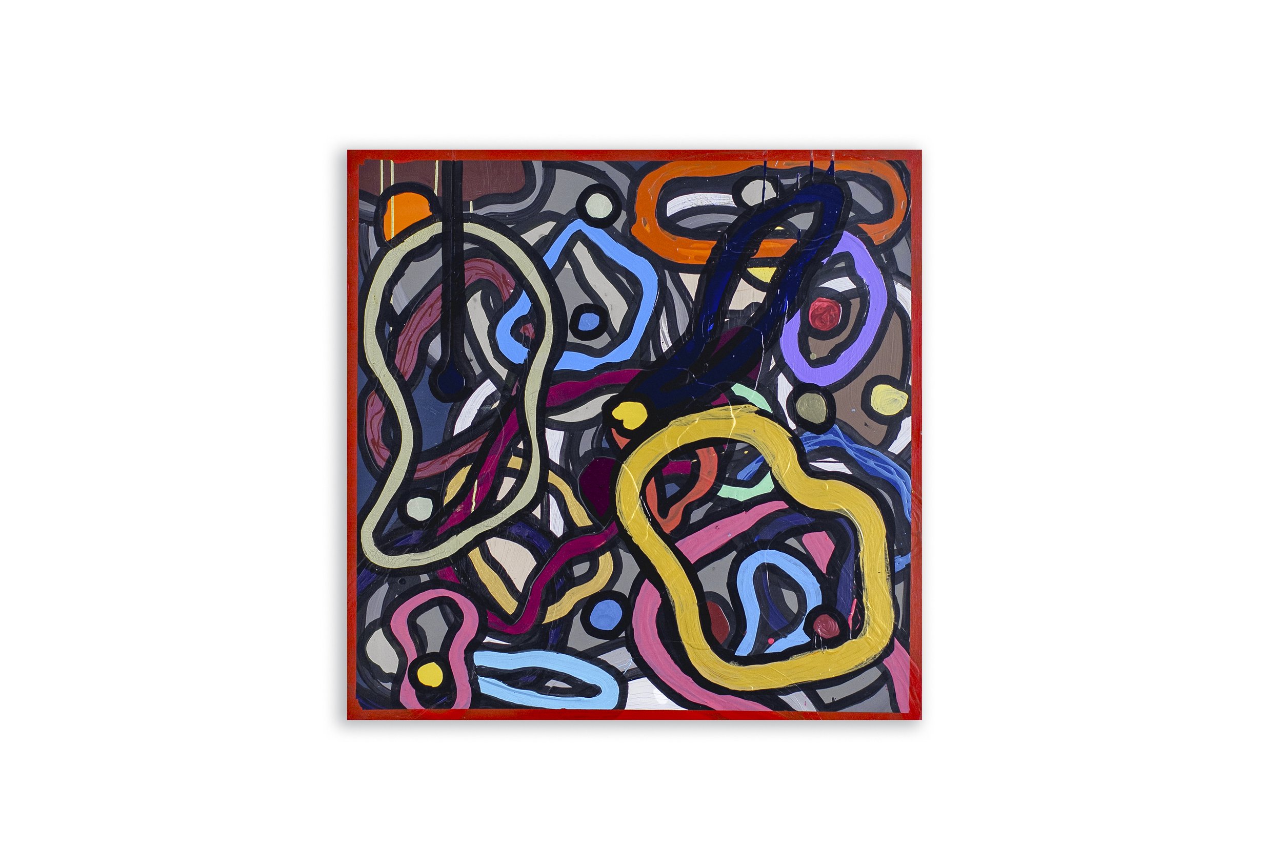 Rubber Band Loop | Acrylic On Canvas With High Gloss Finish | 36W x 36H x 1D