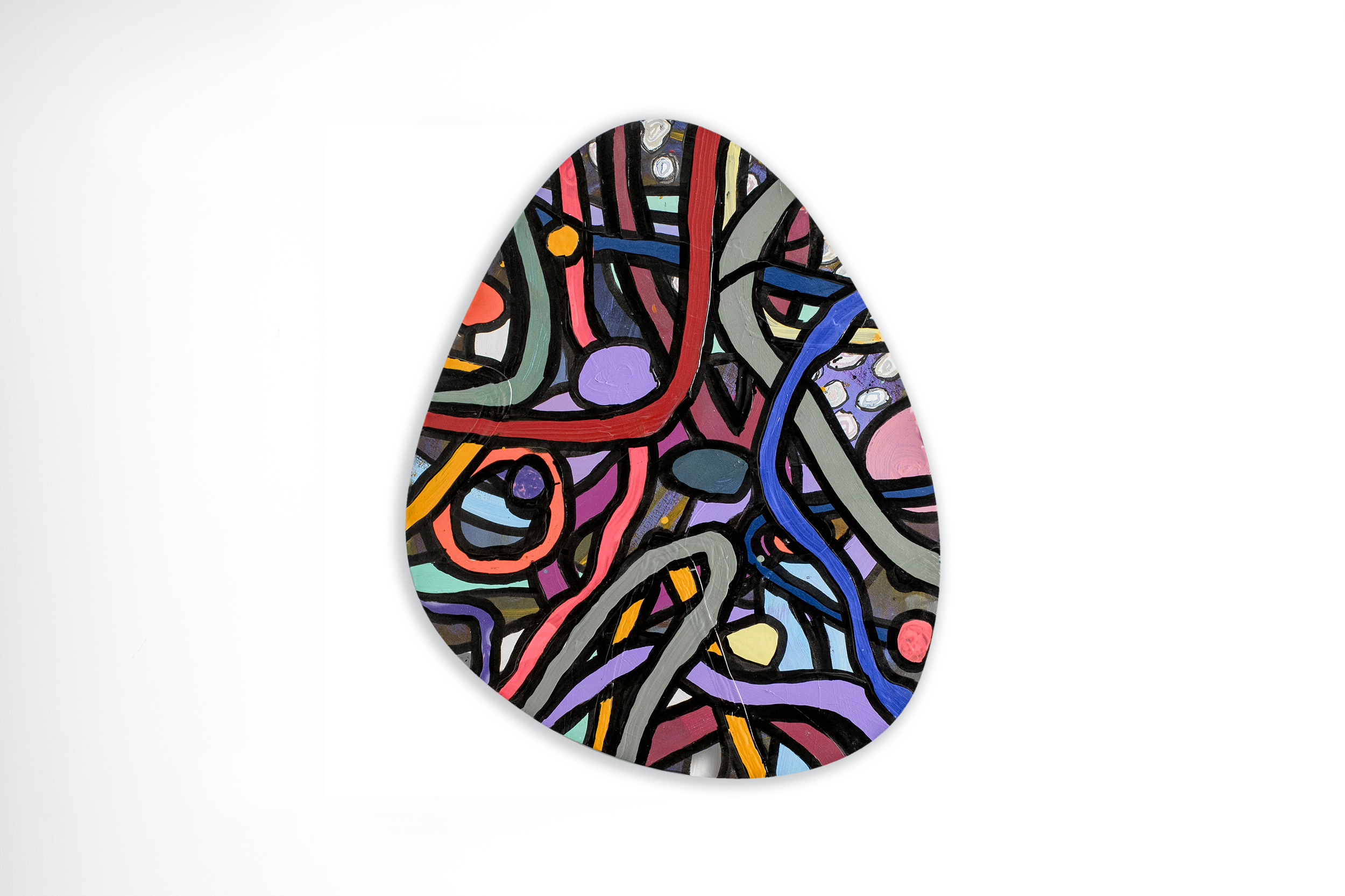 Untitled | Acrylic & Paint Markers with High Gloss Finish | Egg-Shaped Canvas | Sold