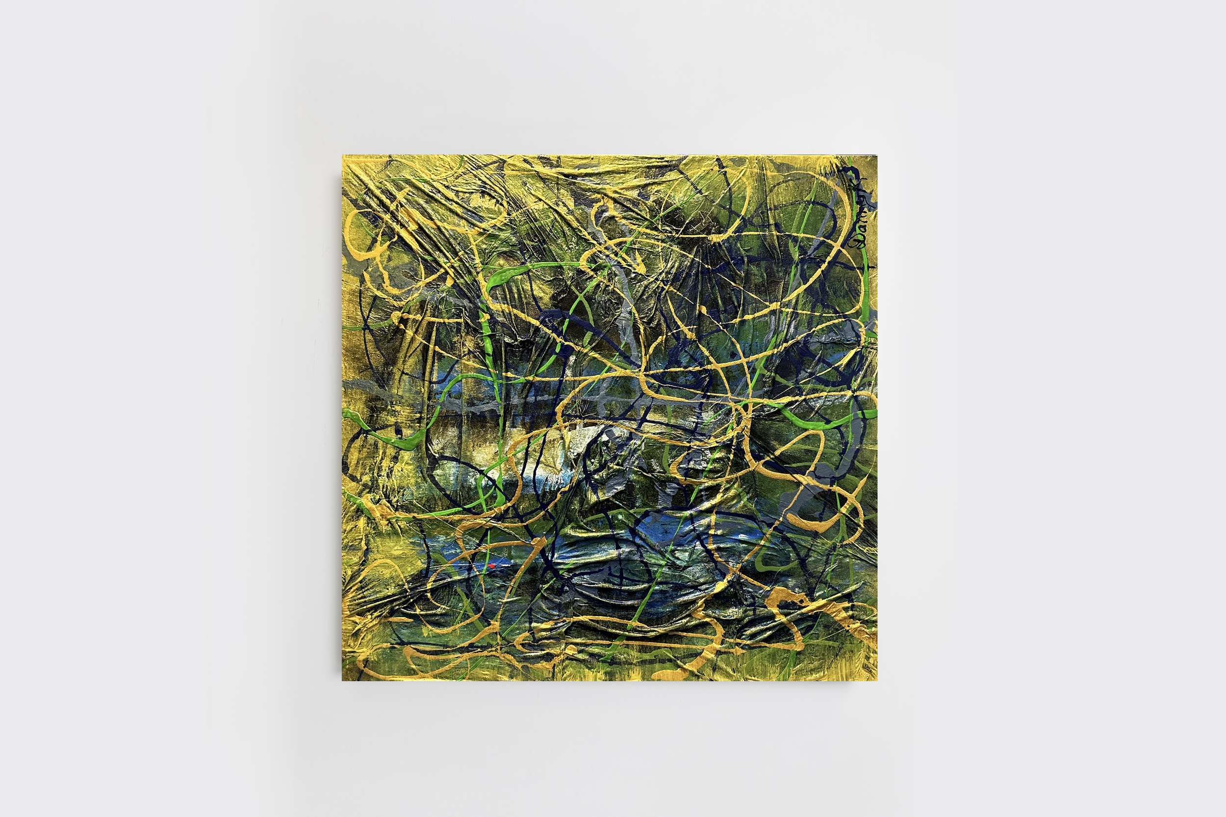 Untitled | Acrylic On Canvas with Pasted Cloth | 4W x 4H | Available