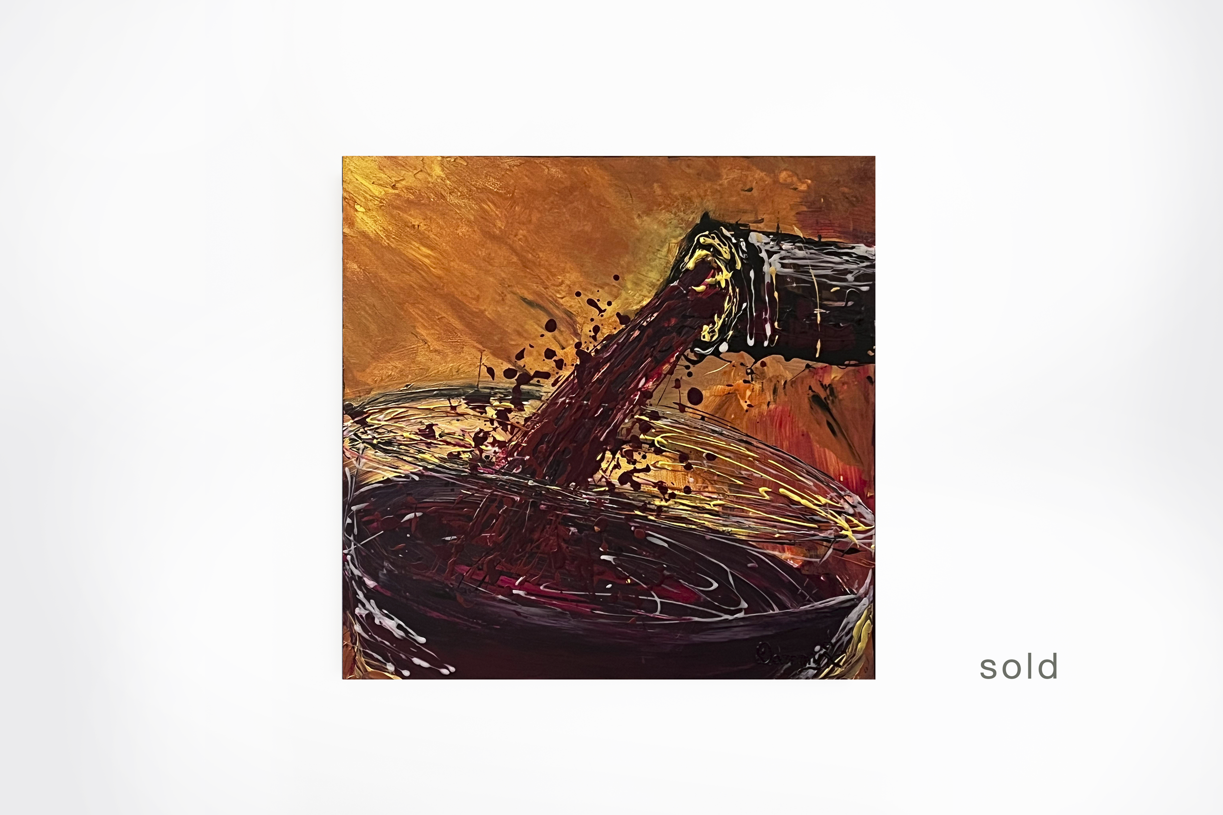 Wine Explosion | 24W x 24H x 1D | Acrylic & Glass Paint On Canvas | Sold